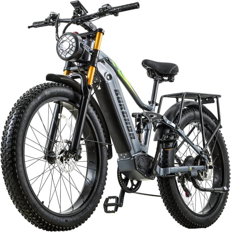 Dual Motor 95/190 N.m Electric Mountain Bikes for Adults E-Bike 48V 20Ah Removable Battery up to 120 km, 26X4 Fat Tire Ebike with LCD Display Full Suspension Bicycle RX80