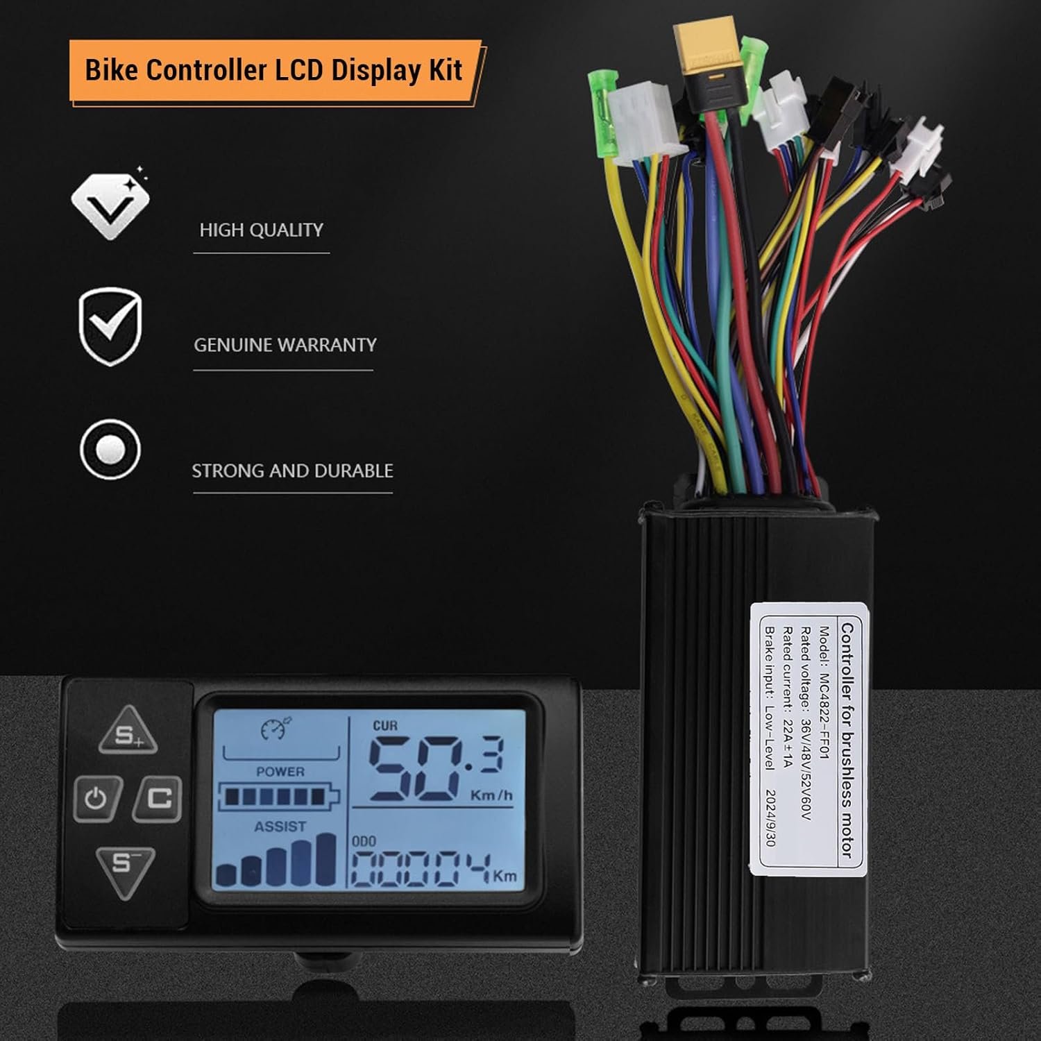 Electric Bike Brushless Motor Controller Kit, 36V 48V 500W 750W 22A 3 Mode Sine Wave Controller S861 LCD Display Panel Kit - Image 5