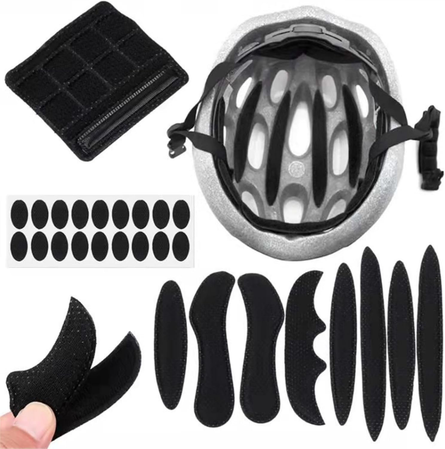 2 Sets Anti-Collision Bicycle Helmet Pad Protective Helmet Foam Padding Kit Soft Comfortable Bicycle Lining Sponge for Motorcycle Cycling (Black) - Image 3
