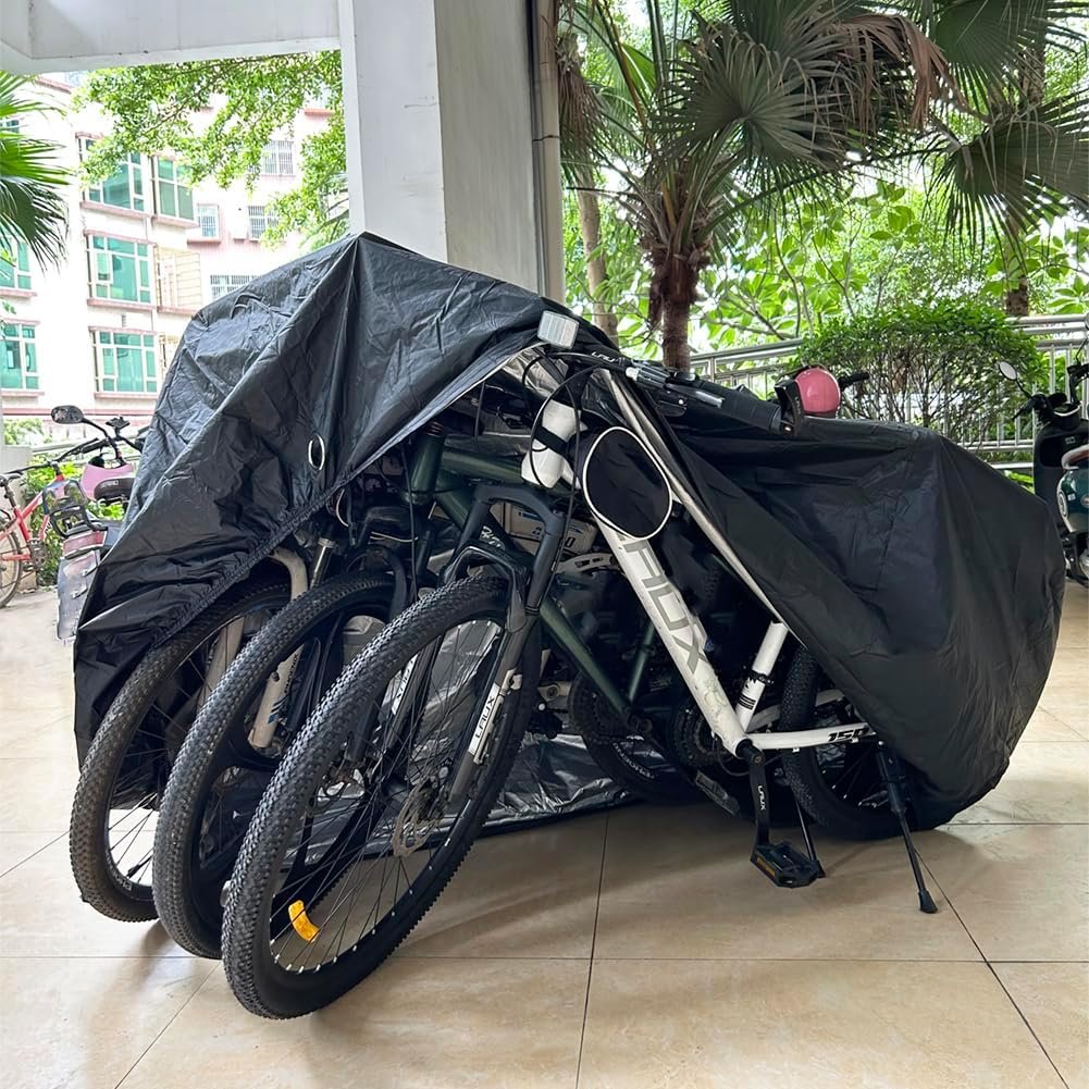 Bike Covers for 2 or 3 Bikes, 2XL Large Outdoor Waterproof Bicycle Covers with Lock Hole for Mountain Road Electric Bicycle Bikes - Image 7
