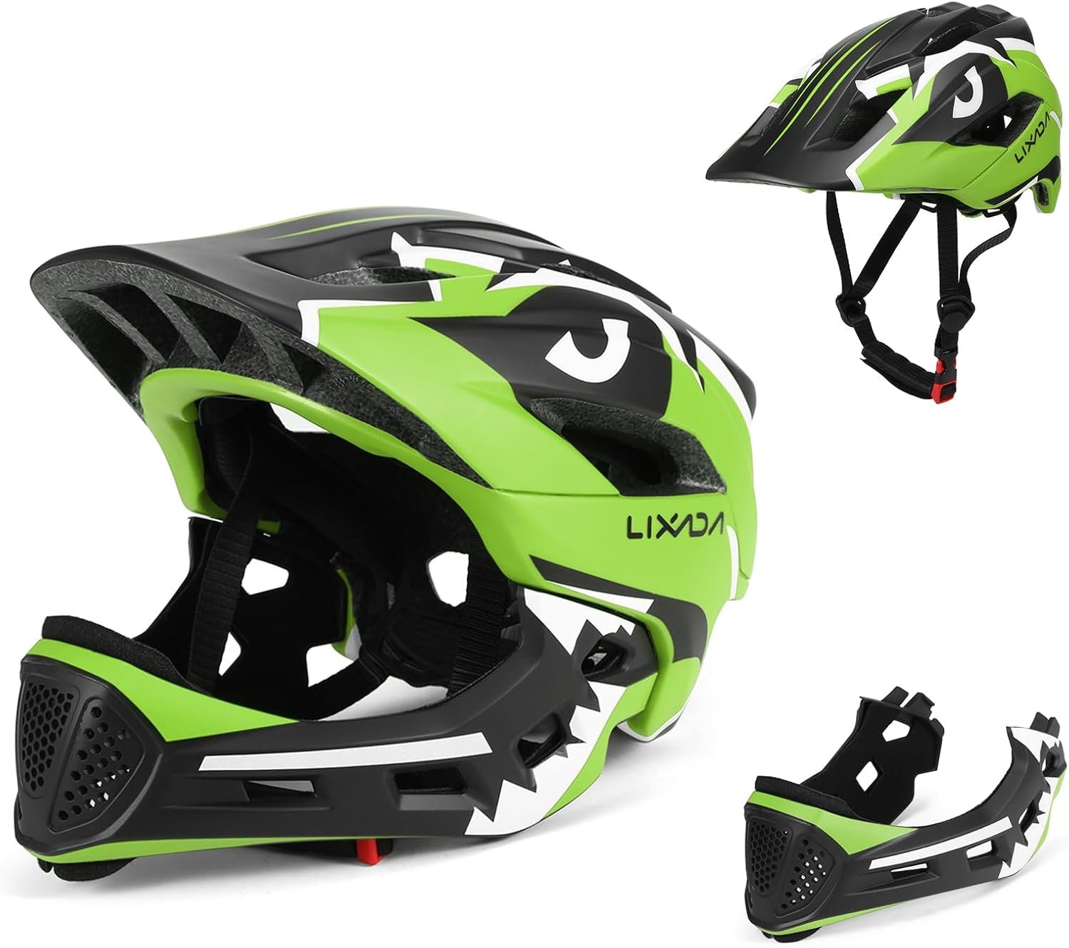 Lixada Kids Full Face Helmet Detachable Full Face Kids Bike Helmet Children Sports Safety Helmet for Cycling Skateboarding Roller Skating