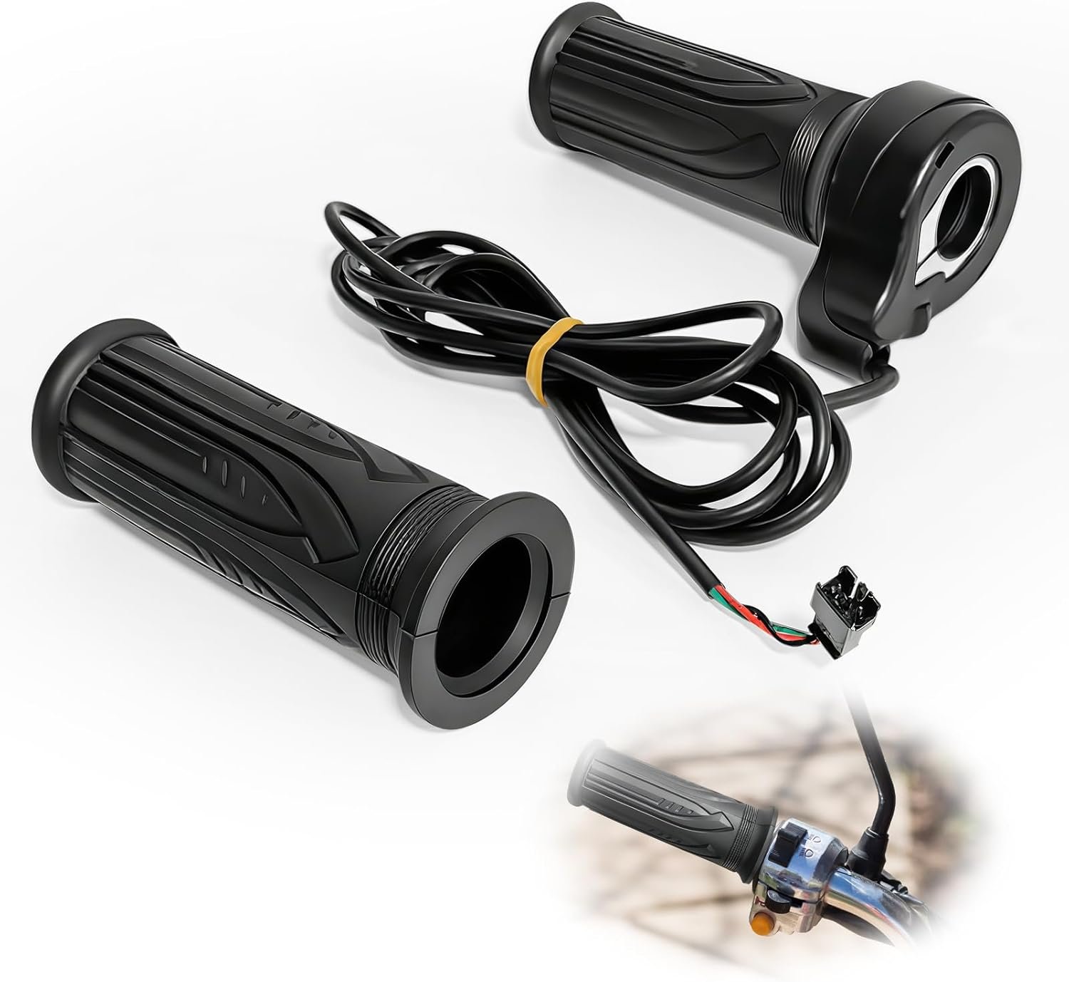 Universal Ebike Throttle, 12V-72V Full Twist Throttle Grip for Electric Bike, Scooter, and Mountain Bike 3-Pin Waterproof Connector Speed Control Handle with Grips Electric Bike Accessories - Image 7
