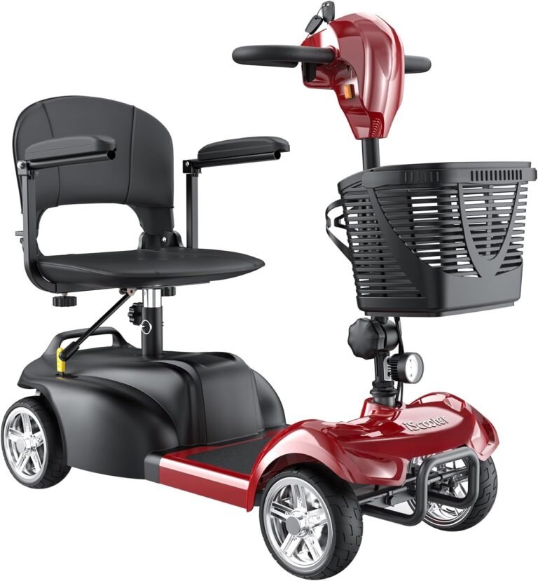 iScooter Mobility Scooters,X-02 Mobility Scooter for Adults,20KM Range 4 Wheel Electric Wheelchair Device with LED Headlight,Basket,Cup Holder and Control Panel,Lightweight Portable,for All Terrain