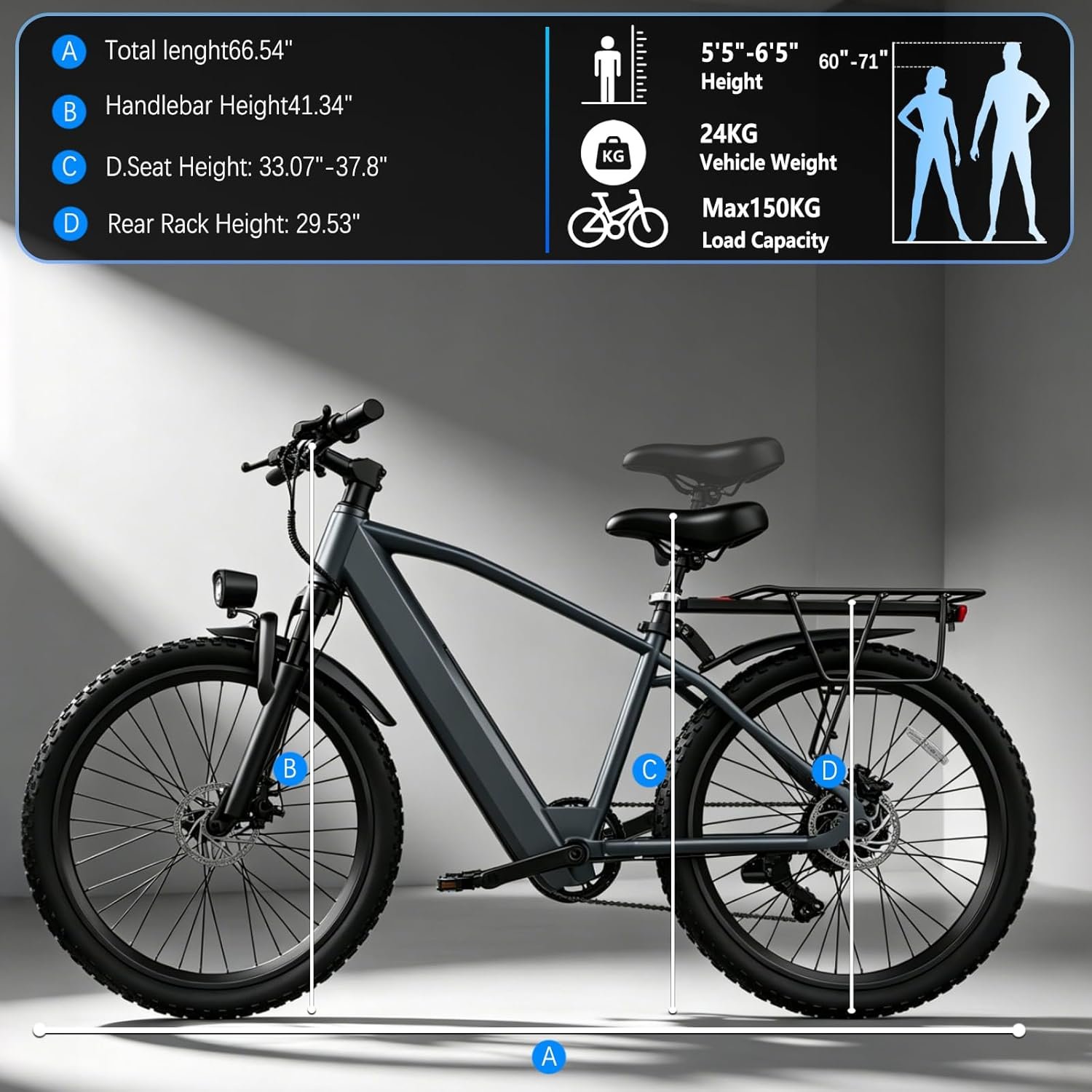 26" Electric Bike for Adults, 36V 10.4Ah Battery 250W Powerful Motor Ebike with LCD Display, 7-Speed Gear System 3 Riding Mode Electric Mountain Bikes, E-bike for Commuting - Image 2