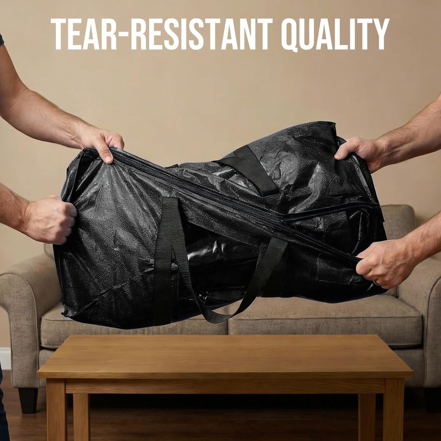 TAILI Moving Bags Extra Large Heavy Duty 4 Pack Storage Bags with Zips, Clear Window & Reinforced Handles, Black Storage Bags with Lid for Clothes,Moving,Travel,Beddings,Duvets - Image 5
