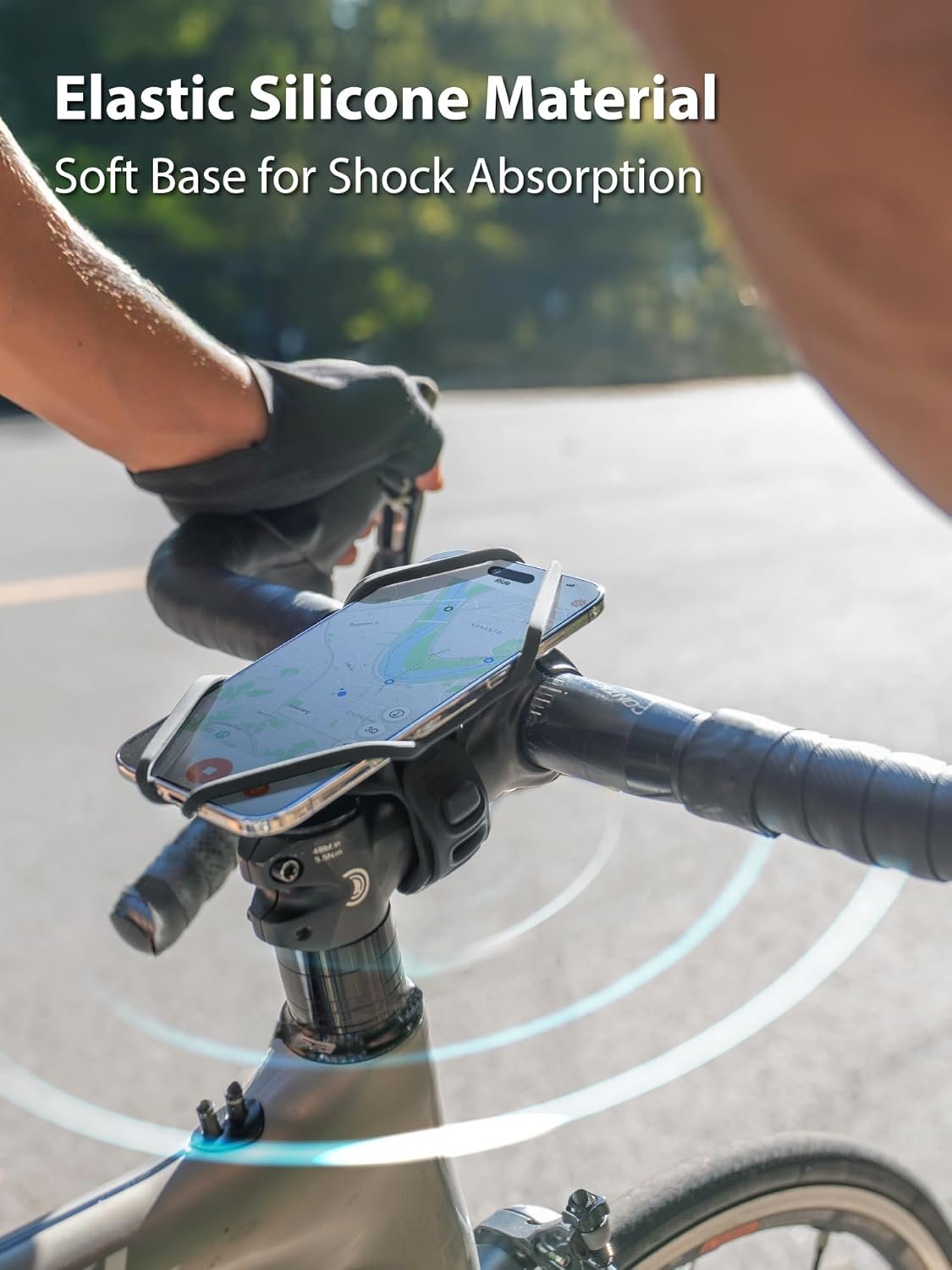 Bone Bike Tie 6 Pro, Bicycle Phone Mount for Stem, Scratch-Free & Shock-Absorbing Silicone MTB Holder with Dual-Strap Protection, Cycling Phone Carrier for iPhone & 4.7"–7.2" Smartphones (Stem) - Image 3