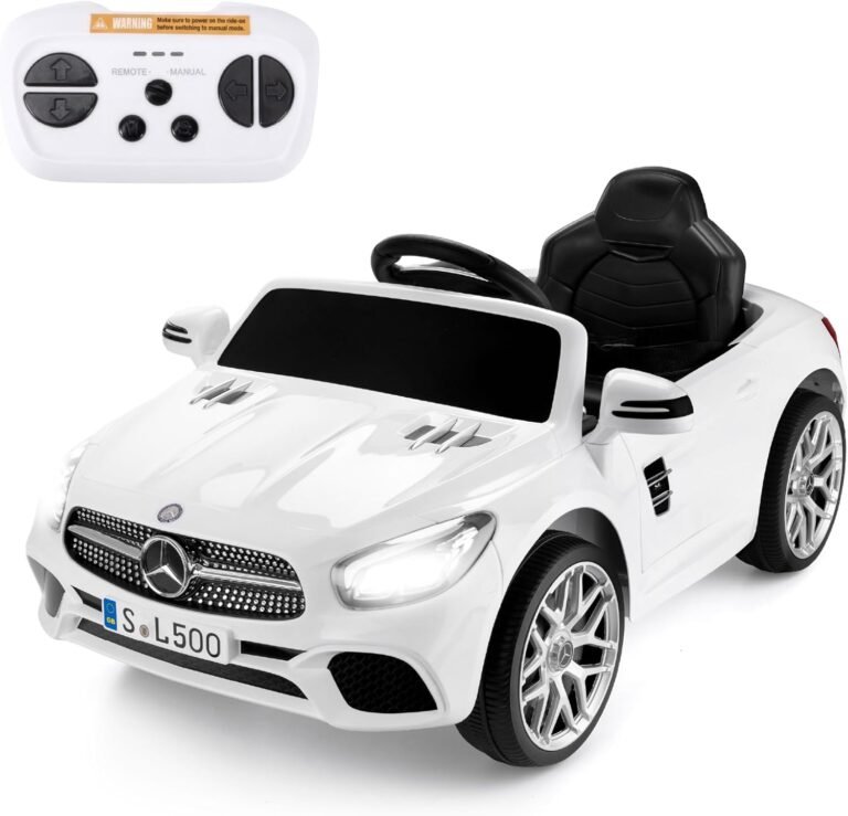 Xootz Mercedes- Benz SL 6v Ride On Car for Kids, Licensed Electric Car with Remote Control, Working Headlights and Opening Doors for Ages 3+ White