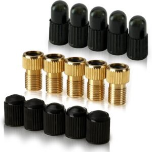 5 Pcs (+ 10 Caps) Brass Presta Valv...
