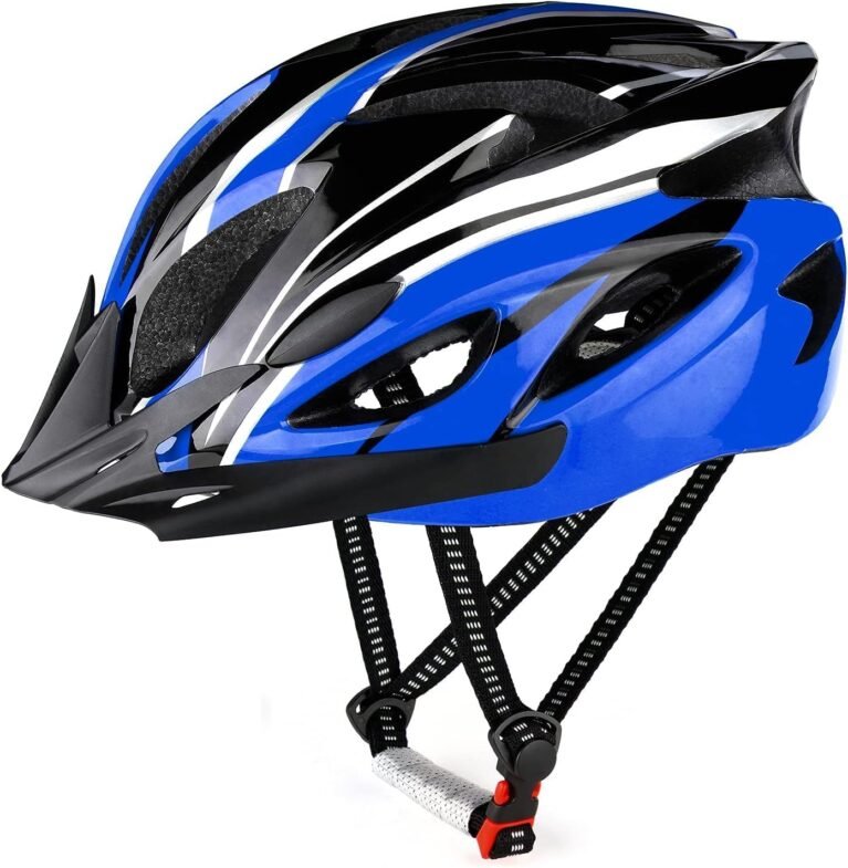 Cycle Helmet, Lightweight Bicycle Helmet, Adjustable Mountain & Road Bike Helmets for Adults, 18 Vents with Adjustable Strap & Detachable Visor for Mens Womens(Head Sizes58-62cm)