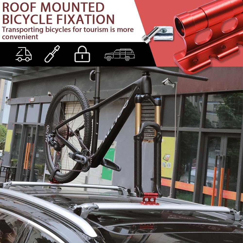 Bicycle roof mounting bracket set, Bike Roof Rack for Cars, SUVs & Vans - Heavy-Duty Aluminum Foldable Bike Carrier, Fits 2-3 Bikes, Easy to Install, Waterproof & Anti-Theft Design - Image 3