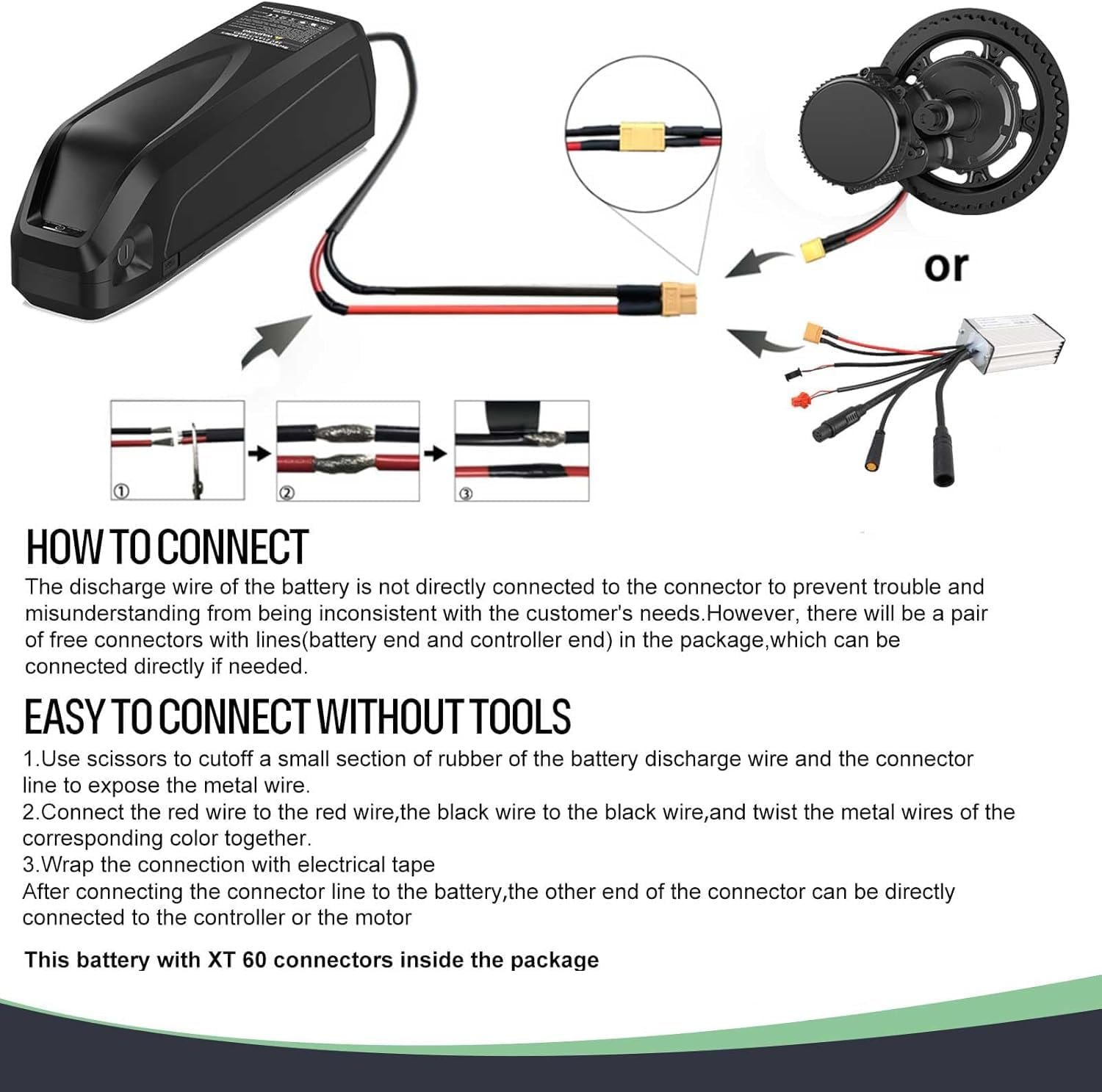48V Ebike Battery with USB & Charger 13Ah 624Wh Lithium Downtube Battery for Electric Bike Conversion Kit & Bicycle - Image 6