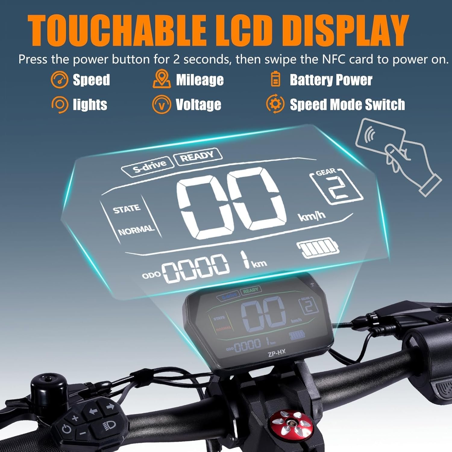 TWOFISH Electric Scooters Adult, 10"/12" Off-Road Fast Electric Scooter with Dual Brake System 4 Shock Absorbers, 60-70km Range, 3 Speed Modes, LCD Display, 150Kg Load Capacity - Image 6