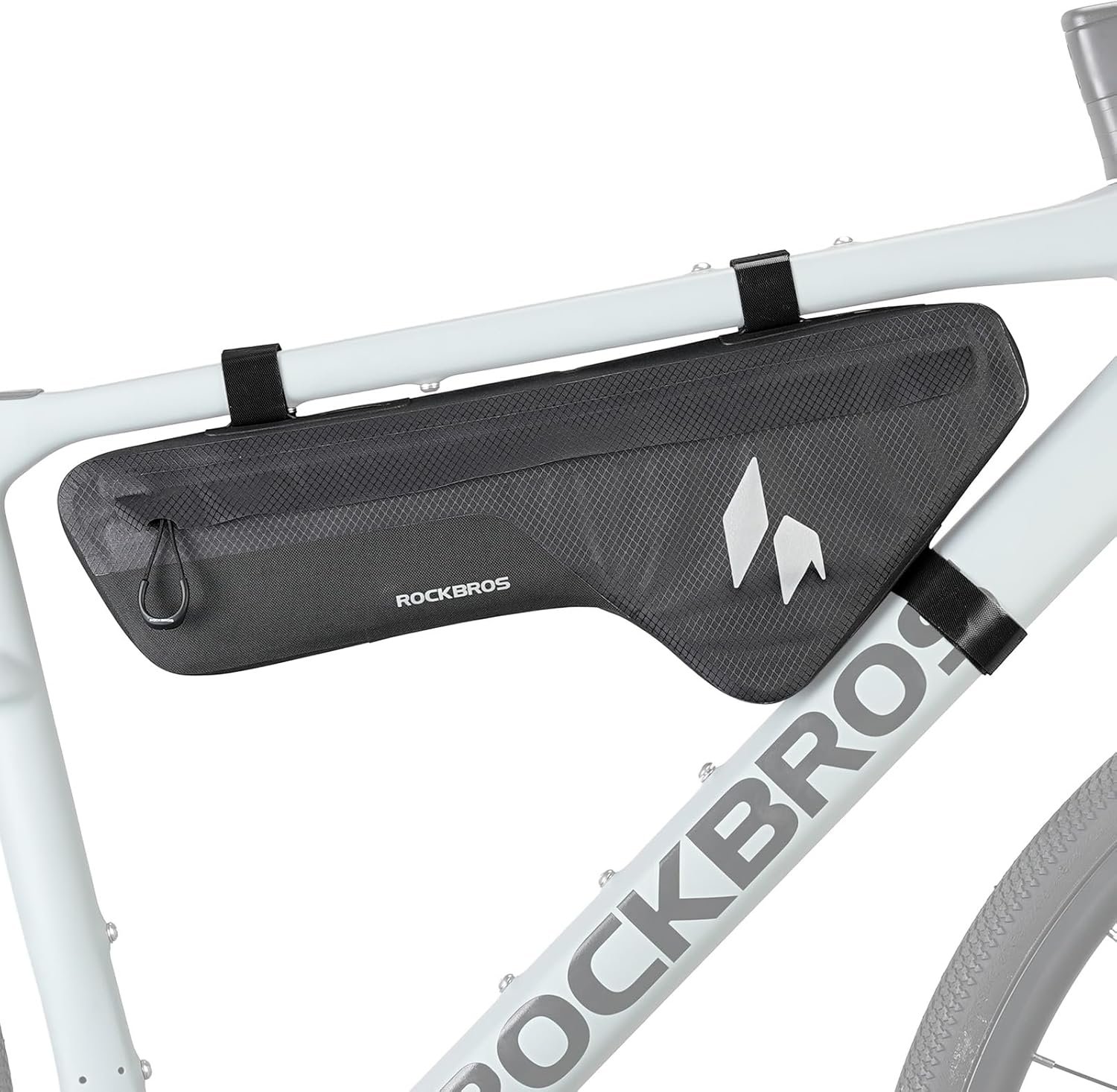 ROCKBROS Waterproof Bike Frame Bag 1.9L Reflective Slim Fit Top Tube Pouch for Mountain Road Gravel Electric Bikes