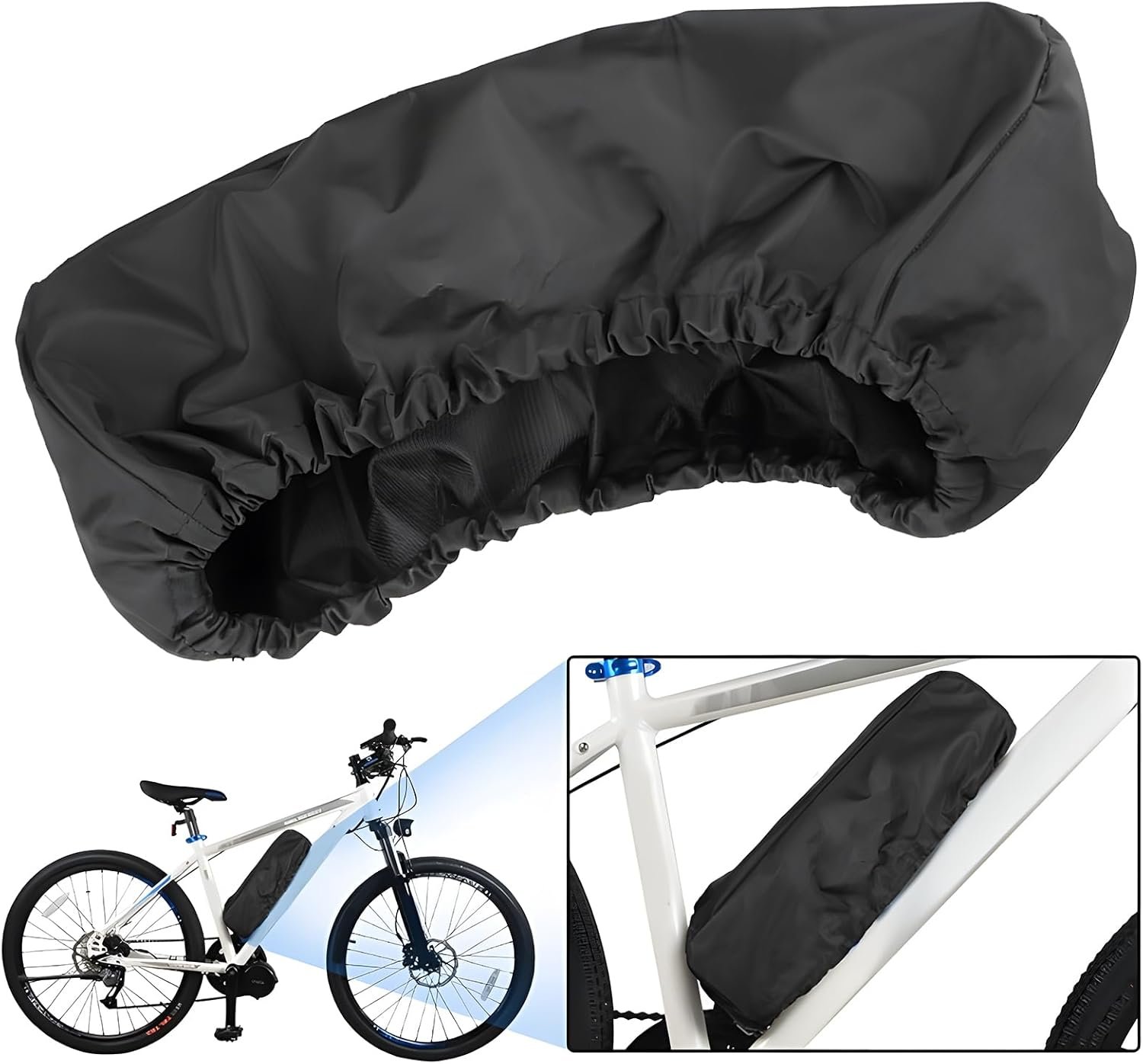 2pcs Waterproof E-Bike Battery Cover - 48x19x24 cm Dust-proof Bike Frame Bag-Universal Fit 420D Oxford Fabric and seat covers Accessories Electric Bicycle Battery Protective Cover for Outdoor Riding - Image 2