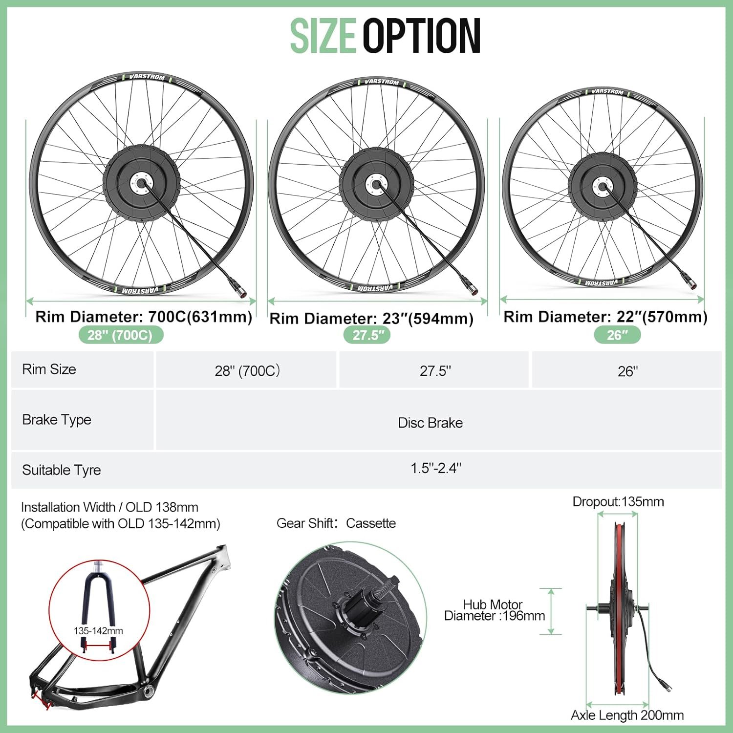 BAFANG 48V G0900 Rear Hub Motor Kit 26" 27.5" 28"/29"/700C Rear Wheel Ebike Conversion Kit with Battery & Display Electric Bike Conversion kit for Mountain Bike Road Bike - Image 3