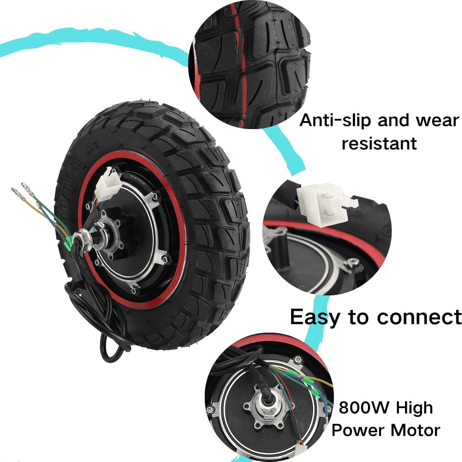 Electric Scooter Hub Motor for M4 M4pro 48V 800W with Solid Rubber 10 Inch Rear Wheel - Compatible with Electric Scooters - Image 3
