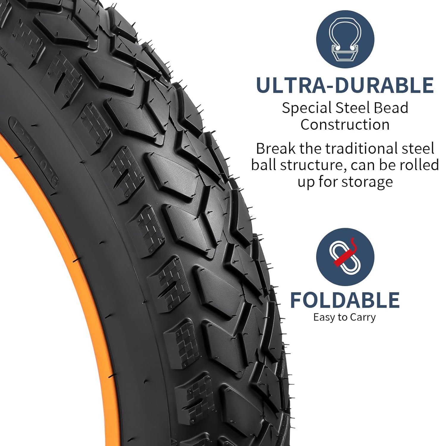 YunSCM 2-PCS 26" E-Bike Fat Tyres 26x4.0 Tires 102-559 with 26" Heavy Duty Bike Inner Tubes AV32mm Schrader Valve, Compatible with 26 x 4.0 Electric Bike/Mountain/Road Bike Tyres & Tubes - Image 3