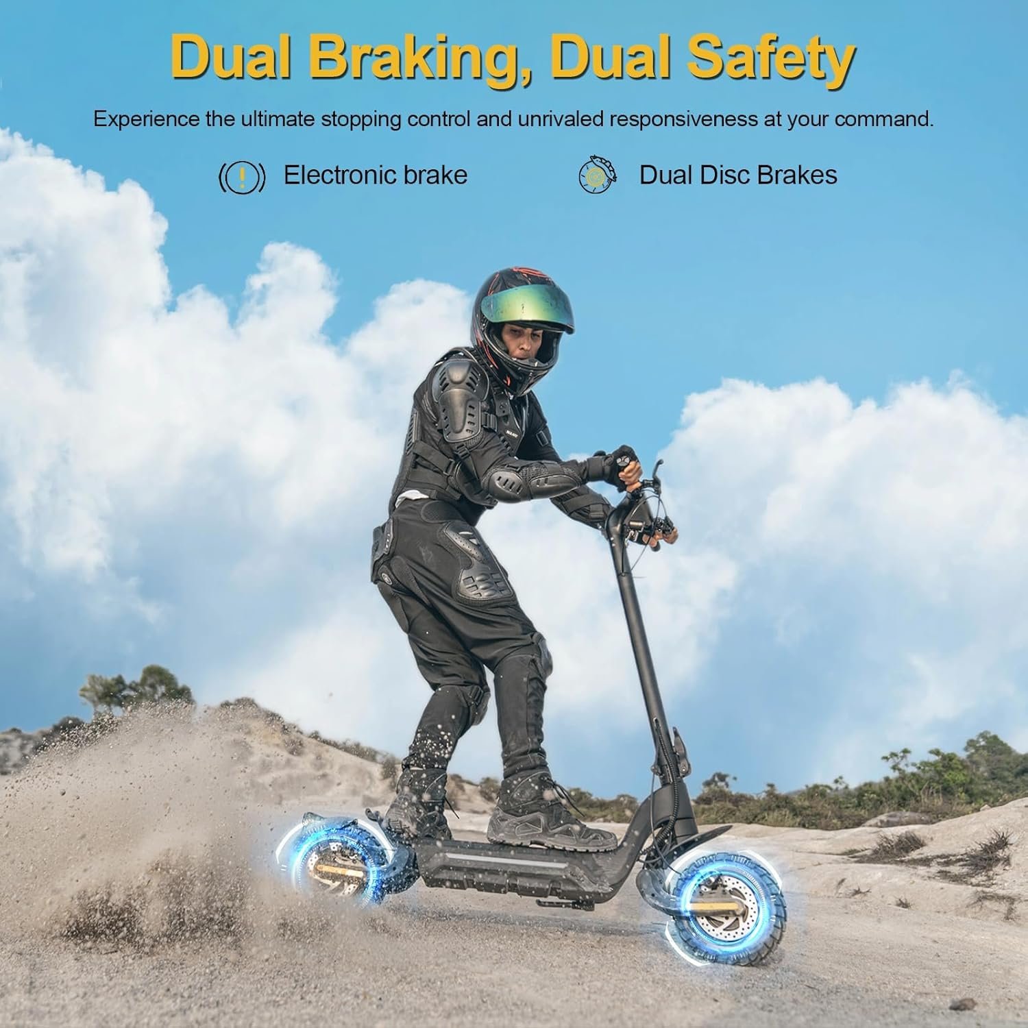 Electric Scooter, 80 km Range, 48V 13/18.2 Ah Battery, 10 inch Off-Road Tires, Electric Scooter Adult 150 kg Load Capacity, Double Suspension, TODIMART Folding Escooter - Image 5