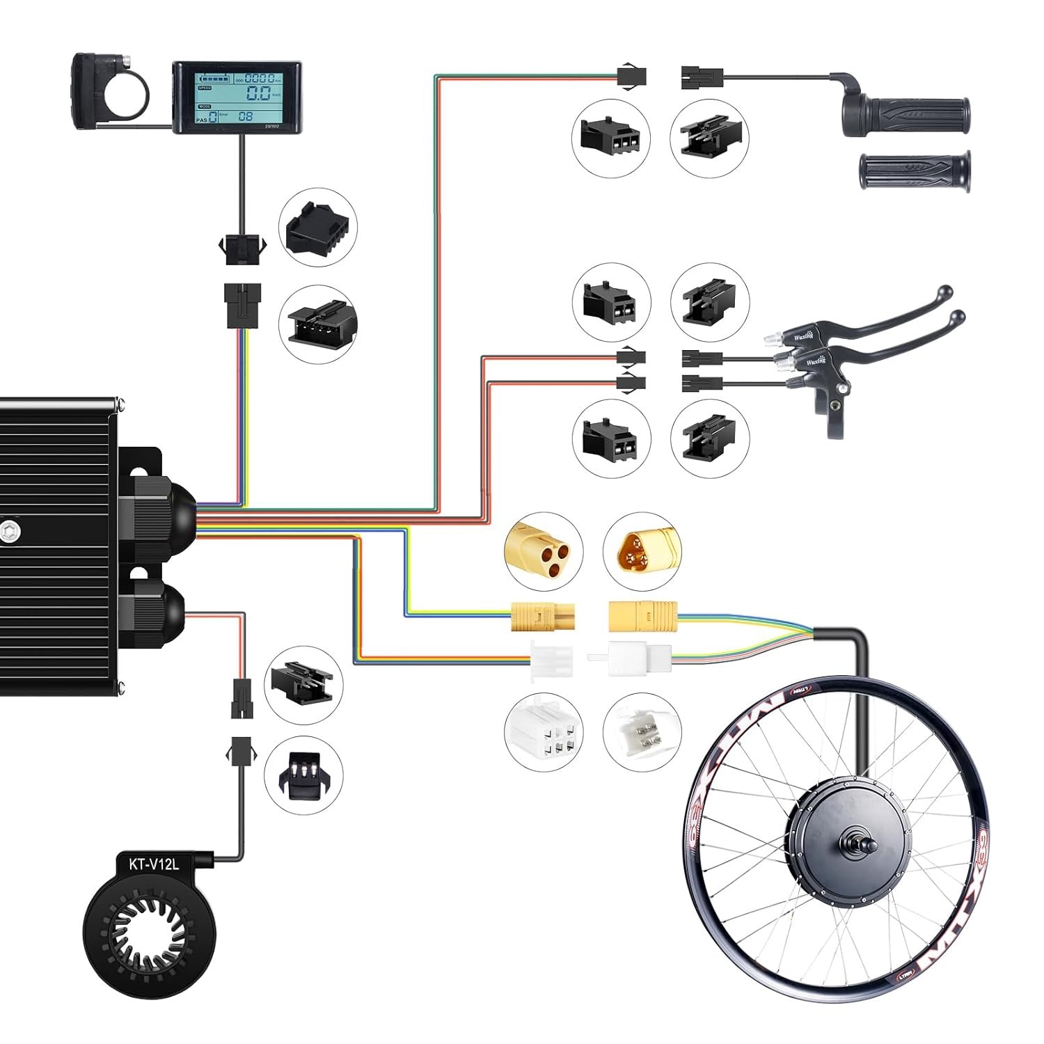 48V 27.5" 2000W Ebike Conversion Kit with 48V 30Ah Battery - Rear Wheel Motor Kit with LCD Display & PAS Programmable Brushless Cycling Hub for Mountain Bike - Image 3