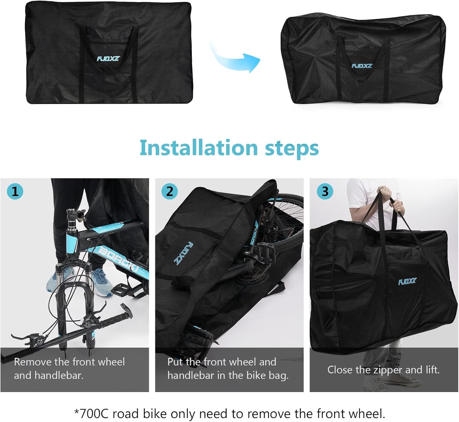 Folding Bike Bag 26 inch, Bicycle Travel Bag Waterproof Bike Case for Air Travel, Car, Shipping (26inch) - Image 6