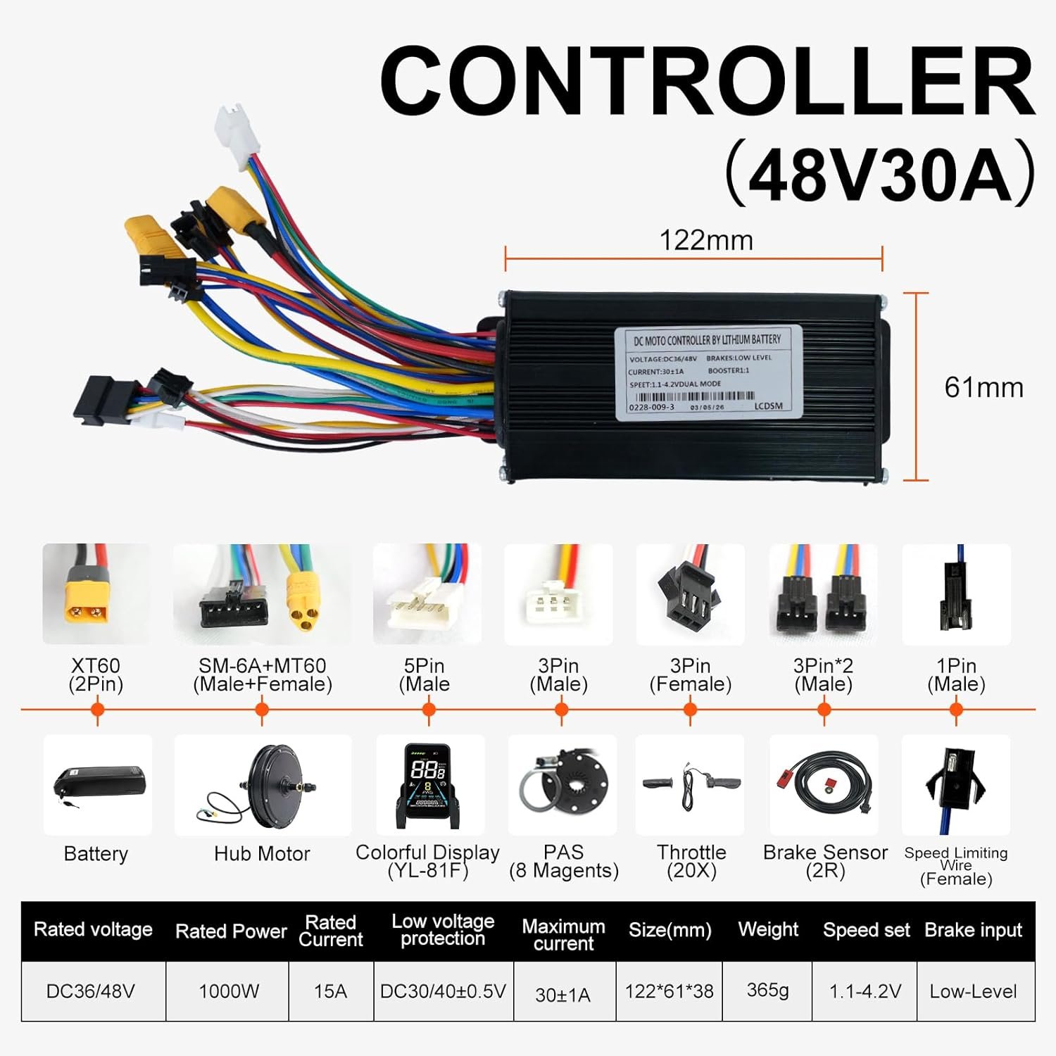 48V Rear Hub Ebike Conversion Kit, Fits 26/27.5/28/29 Inch & 700C Bikes, Complete 1OOOW E-Bike Kit with LCD Display, Twist Throttle & Controller - Image 4