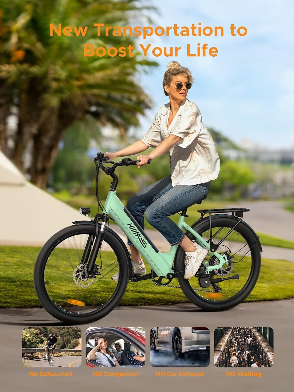 HillMiles MileCity1 26" Electric Bike for Adults, 7 Speed Electric Bicycle with 36V 13Ah Removable Battery, 25km/h & 80-100km Range E Bike for Urban Commuters with Rear Rack, IP65 Waterproof - Image 5