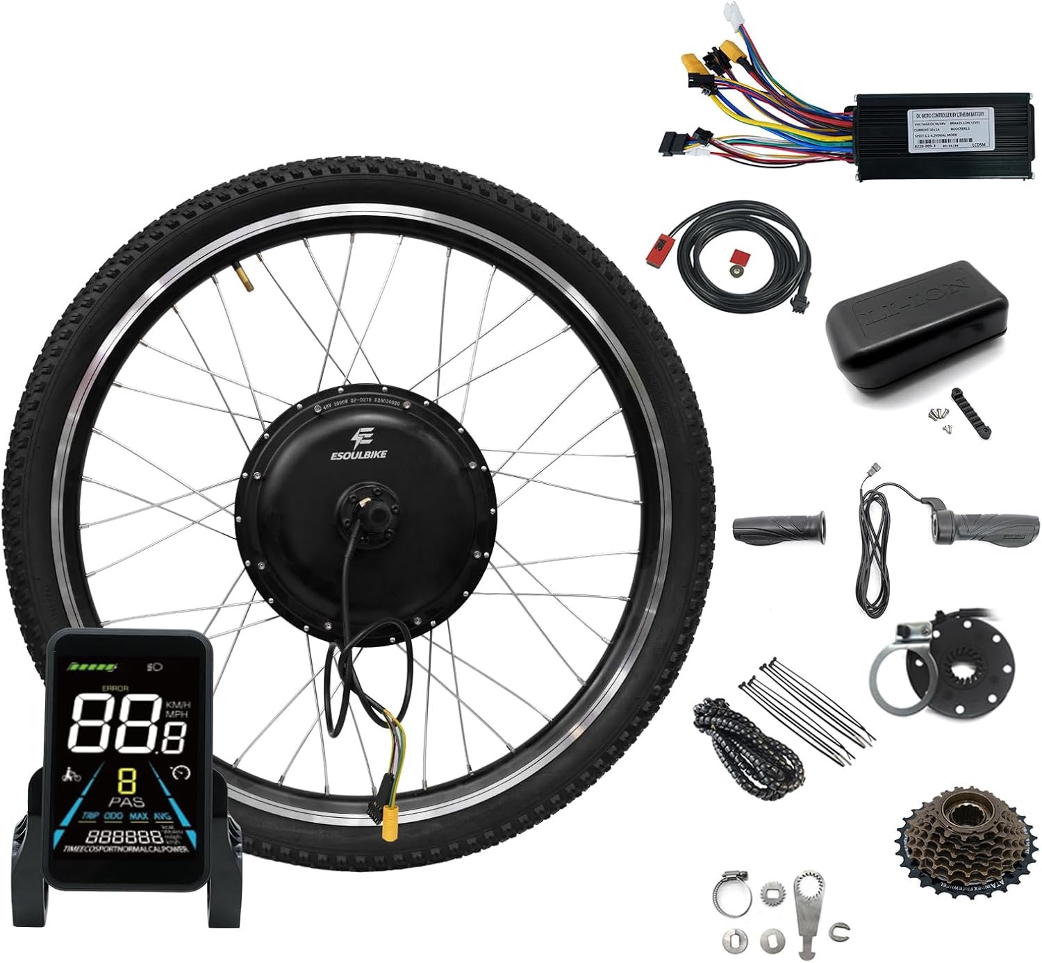 48V Rear Hub Ebike Conversion Kit, Fits 26/27.5/28/29 Inch & 700C Bikes, Complete 1OOOW E-Bike Kit with LCD Display, Twist Throttle & Controller