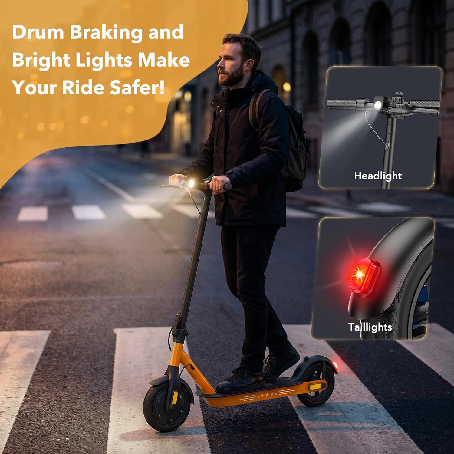 Electric Scooter for Adults,8.5”/10” Solid Tires,UP to 25KM/H,350W Powerful Motor,35/45KM Range with Braking System,Foldable Lightweight Electric Scooter,Max Load 120KG,App Control - Image 5