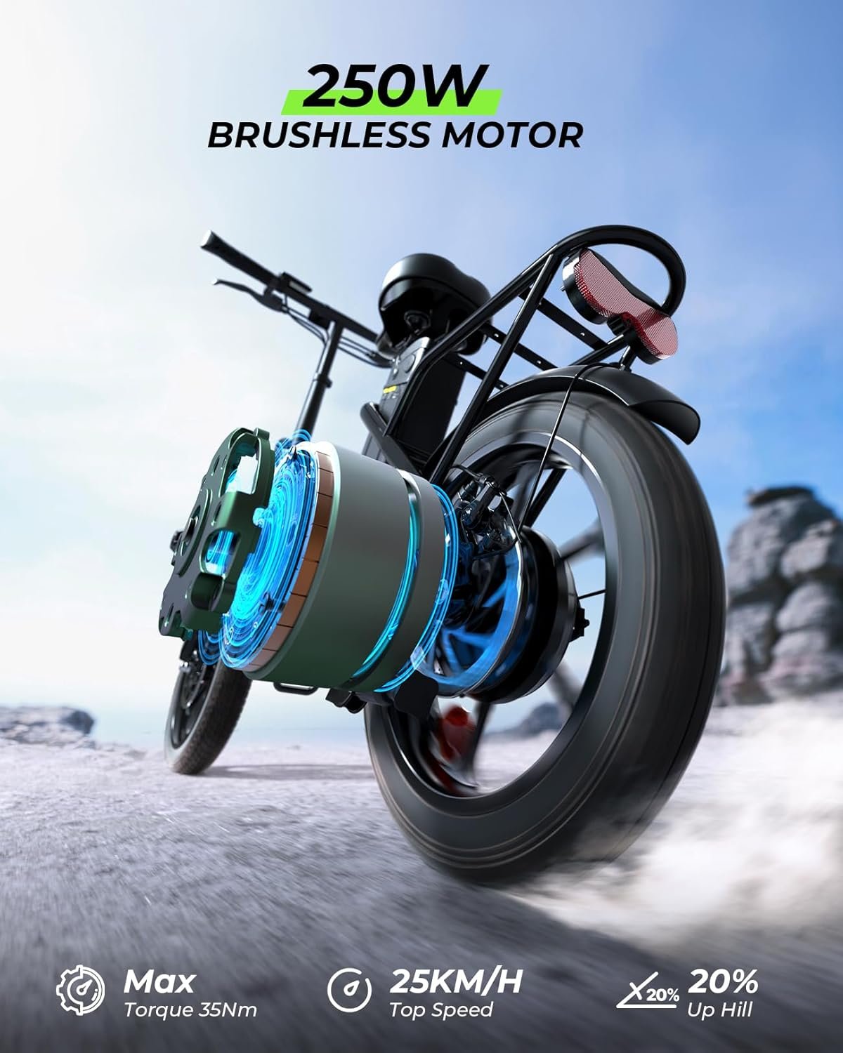 16 Inch Foldable Electric Bikes for Adults, 36V 10.4Ah Ebike with Removable Battery, Pedal Assist Max 88KM , Alloy Steel Frame, 3 Speed Levels, Front Shock Absorber, E-bike for Daily Commuting - Image 2