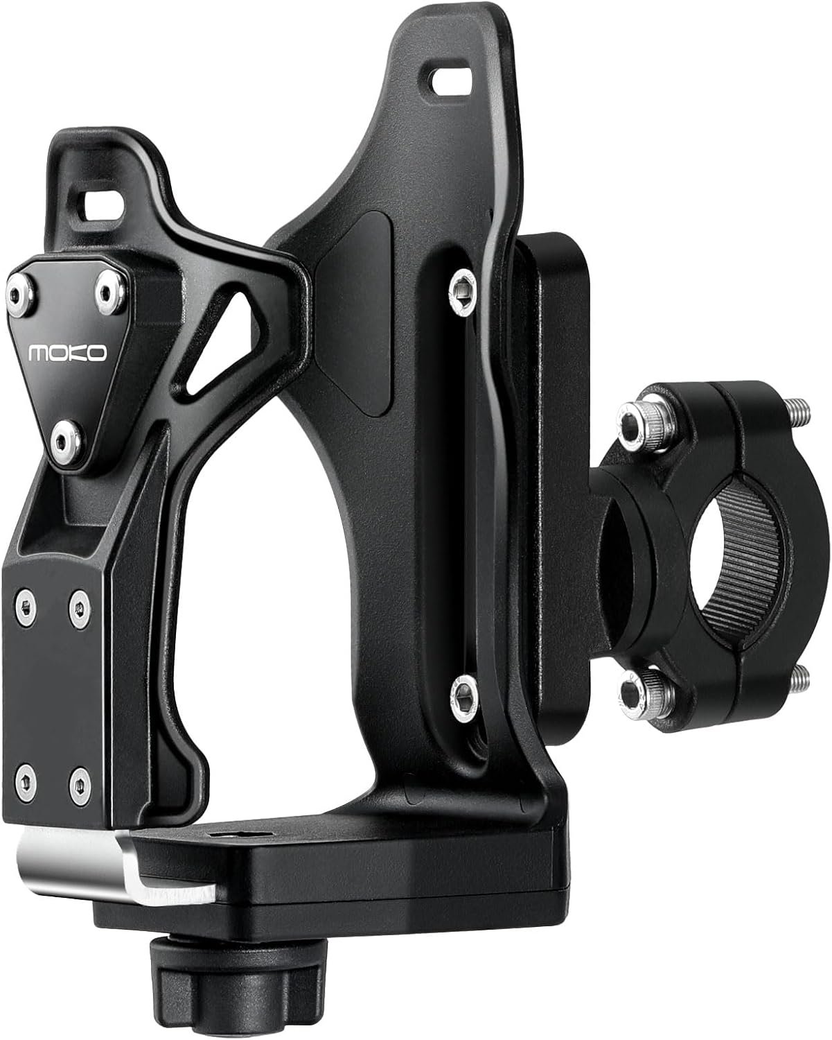 MoKo Bike Water Bottle Holder, Adjustable Bike Bottle Cage for 1.9-3.6" Diameter Bottle, for Handlebar & Frame,Durable Motorcycle Cup Holder with Screw Tool,for Bicycle/Stroller/Scooter/Wheelchair/ATV