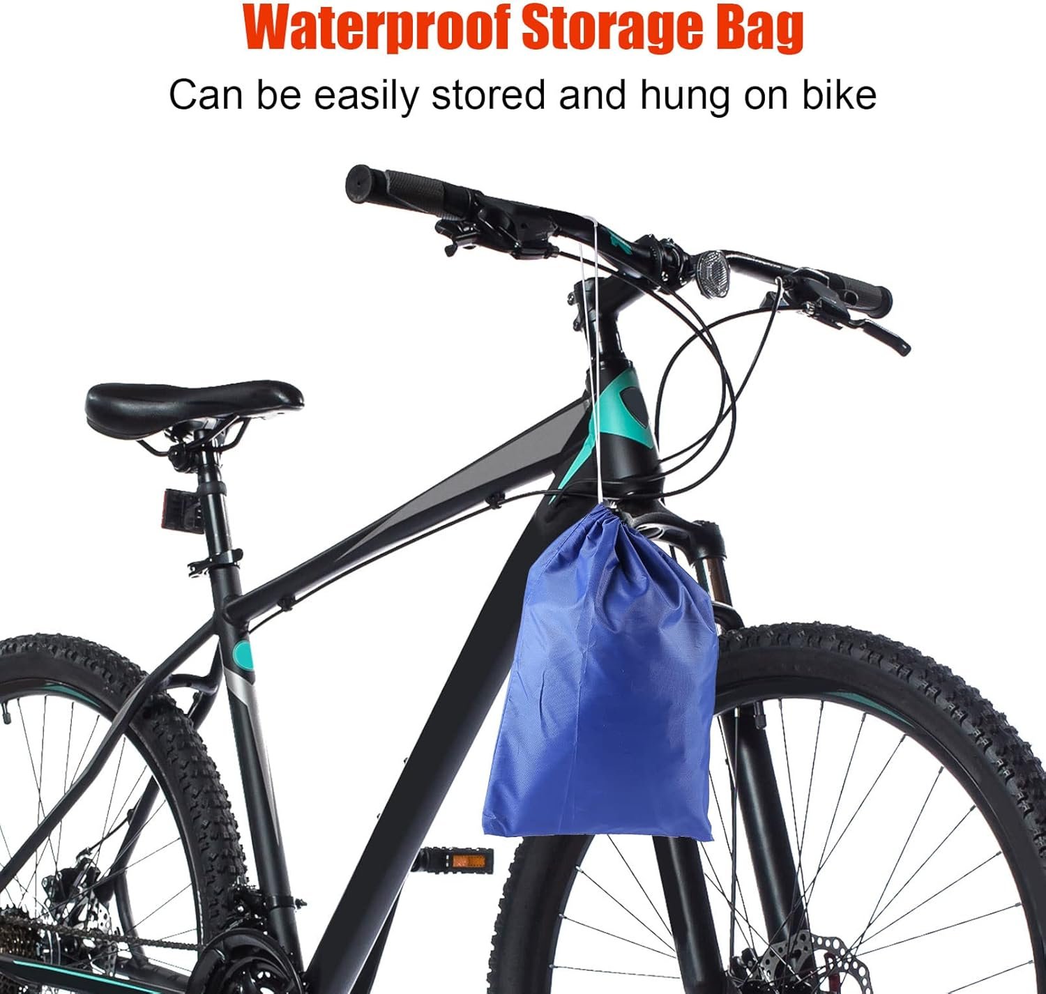 Bike Cover Waterproof Outdoor, 210D Premium Fabric Bicycle Cover, Anti Dust Rain Snow UV, Bike Rain Cover for Mountain, Road & Heavy Duty Bikes with Lock Holes & Storage Bag - Image 2