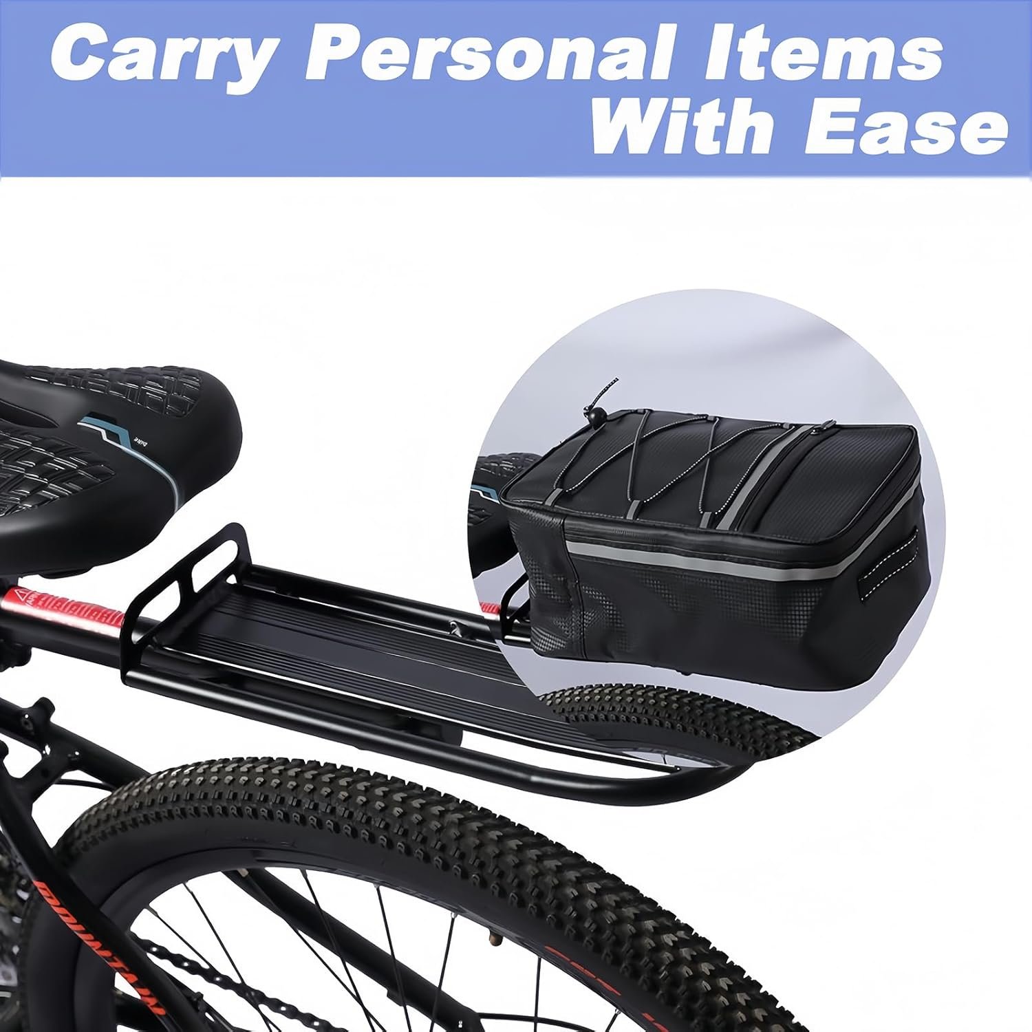 Rear Bike Rack, Aluminum Alloy Bicycle Luggage Cargo Rack, Retractable Bicycle Pannier Bag Holder, Universal Bike Carrier, MTB Rear Racks Max Load 10KG/22Lbs - Image 5
