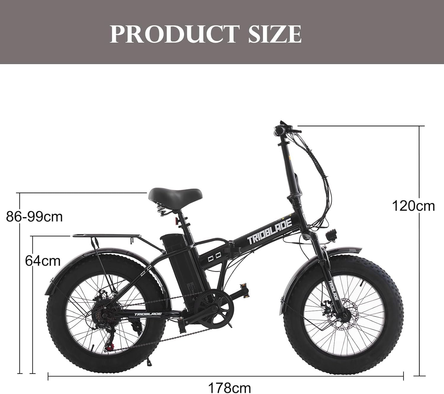 TRIOBLADE Folding Electric Bike 20 Inch Portable E-bike for Adults Height Adjustable Electric Bicycle with 250W Motor Removable 36V Battery - Image 6