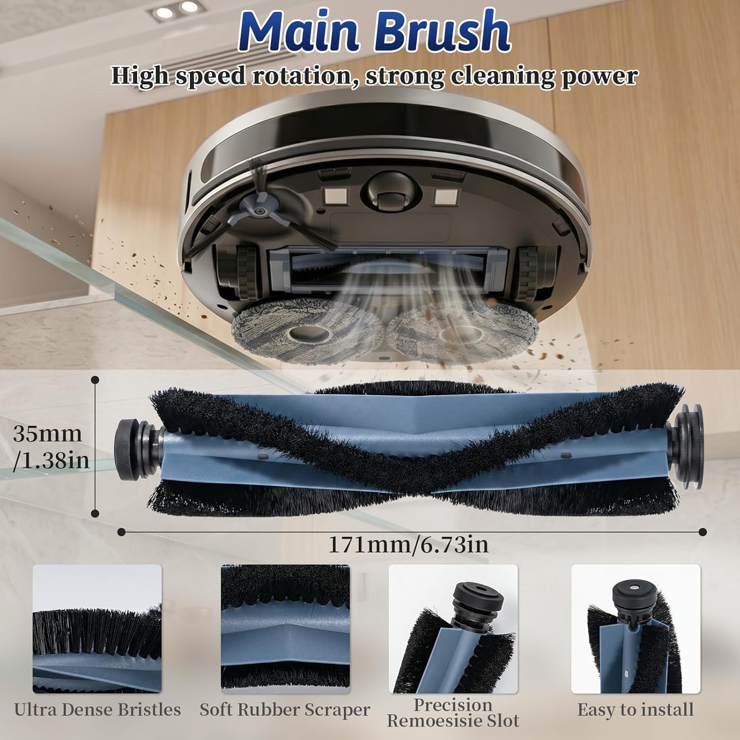 X10 Pro Omni Accessories for Eufy X10 Pro Omni Vacuum for Eufy Mop Pads - X10 Pro Omni Dust Bags x 8, Main Brush x 2, HEPA Filter x 4, Mop Pads x 4, Side Brushes x 4, 1 Cleaning Brush, 1 Screwdriver - Image 2