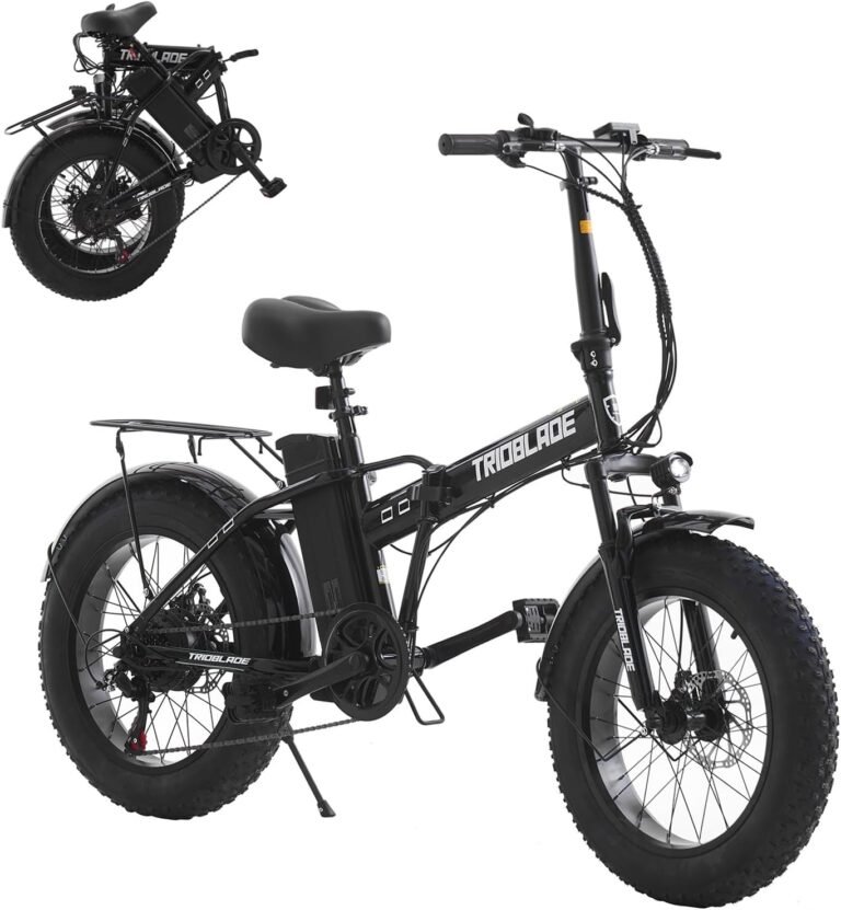 TRIOBLADE Folding Electric Bike 20 Inch Portable E-bike for Adults Height Adjustable Electric Bicycle with 250W Motor Removable 36V Battery