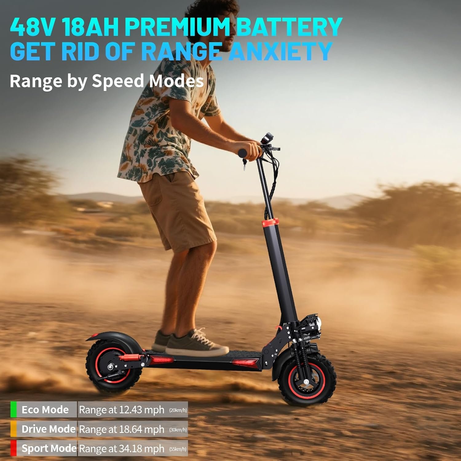 11" All-Terrain Adult Electric Scooter, 34 Miles Range, 48V 18Ah Battery, Adjustable Height, Dual Suspension, Fast Charging,Folding E-Scooter for Teens & Adults, Perfect Christmas - Image 3