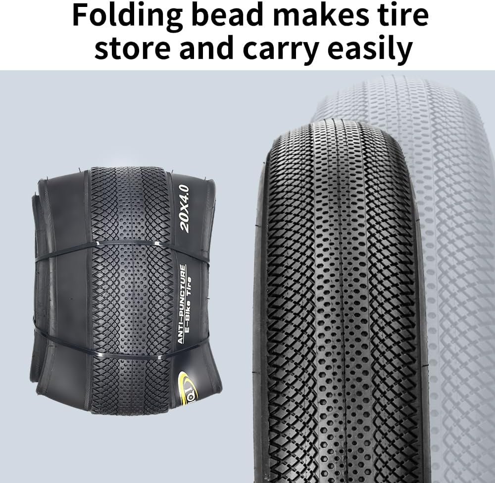 20 Inch Fat Bike Tyre 20 x 4.0 Puncture Resistant E-Bike Tyres for Electric Bike,MTB,Heavy Duty,All Terrein Tyres for Street Trail Riding - Image 3