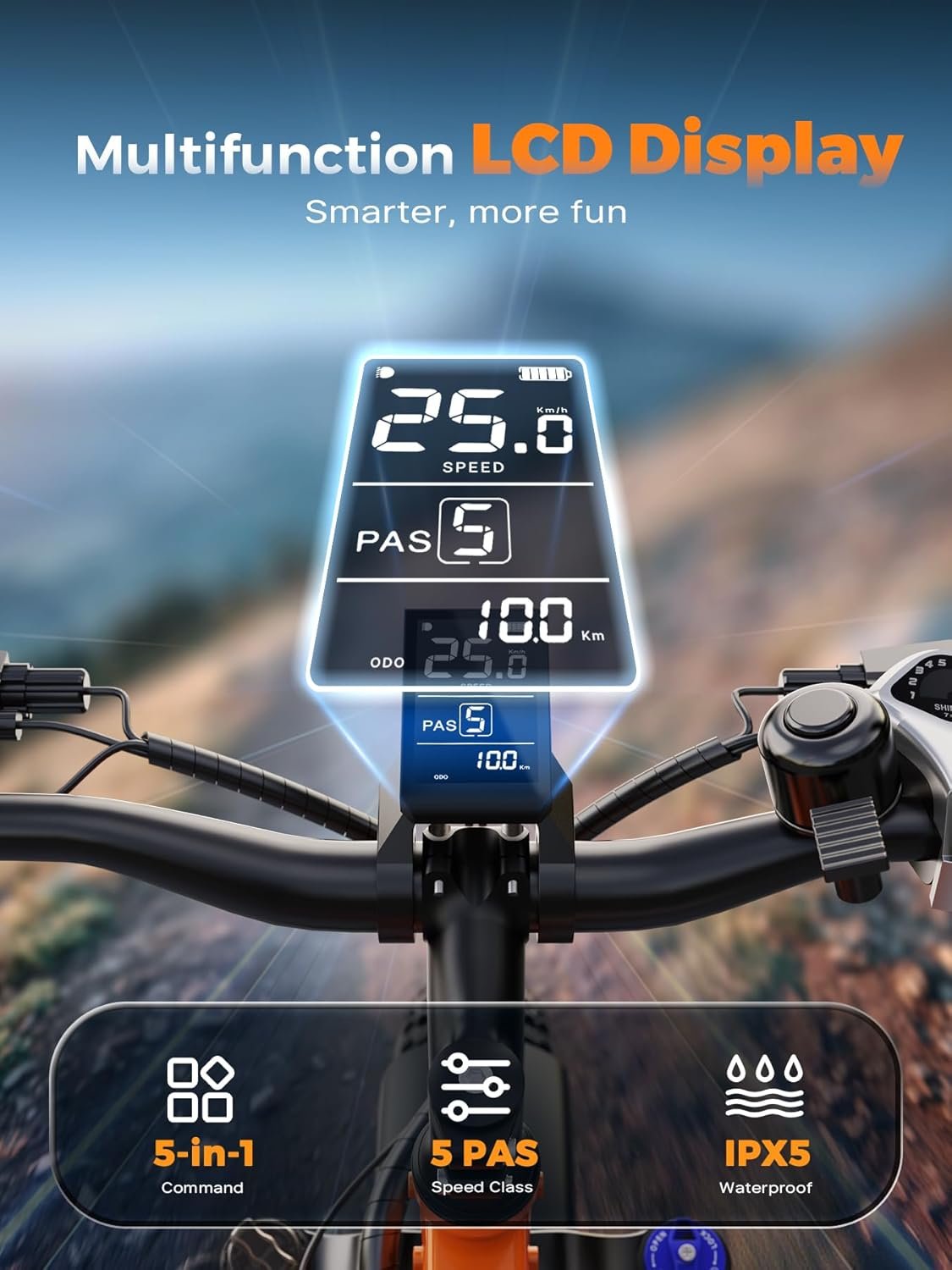 VARUN Electric Bike, 26" 4.0 Fat Tire Mountain Ebike for Adult, 48V 18Ah Battery, 150KM Long Range, 250W 80Nm Motor, Rear Rack, Max 330LBS, 7 Speed, All-Terrain Electric Bicycle for Off Road & Commute - Image 3