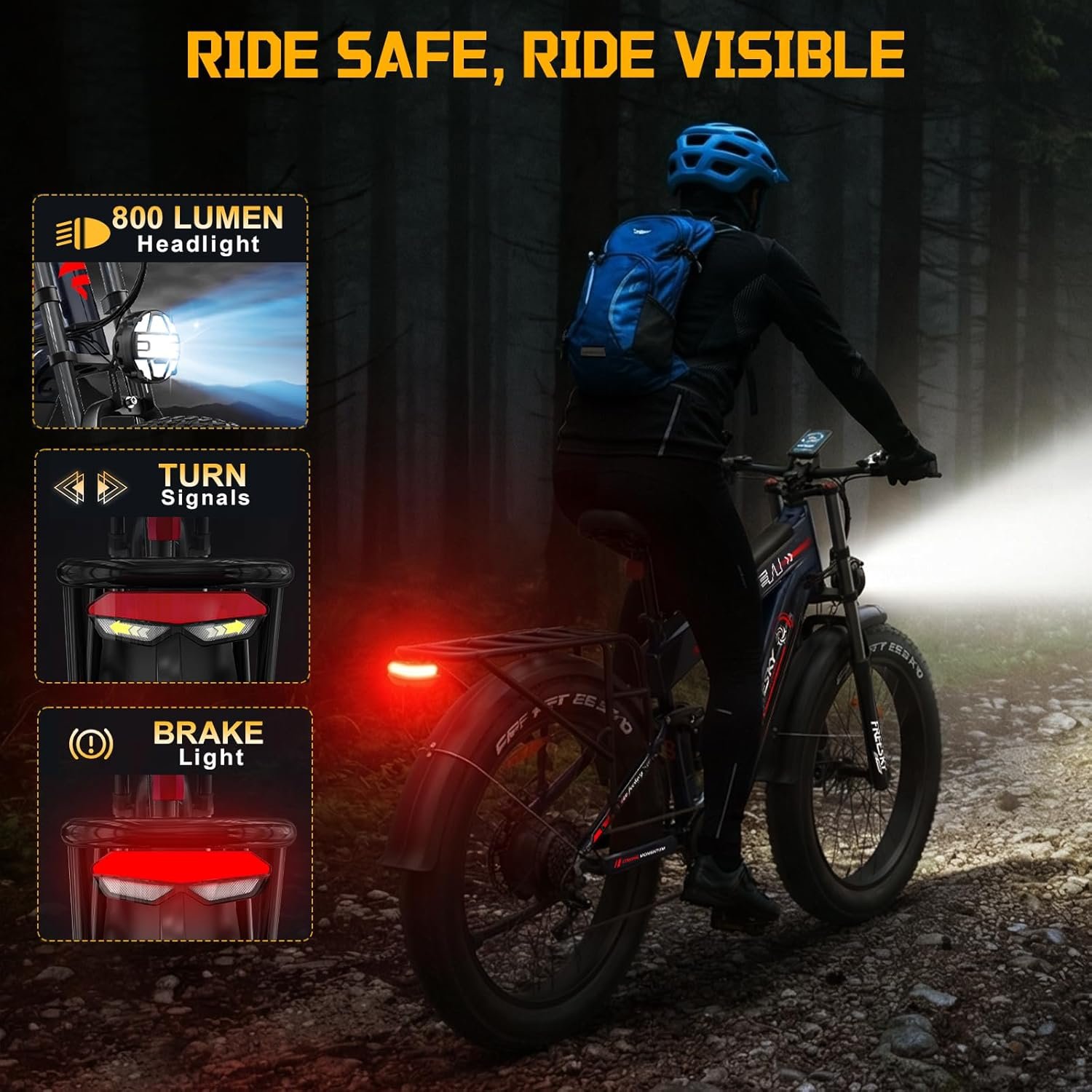FREESKY 2026 Alaska Pro Dual Battery Electric Bike for Adults, 48V 45AH 200 Miles Long Range Dirt E Bike, 26" Fat Tire Fast Mountain EBike, Full Suspension & Hydraulic Brakes UL 2849 Certified by TÜV - Image 6