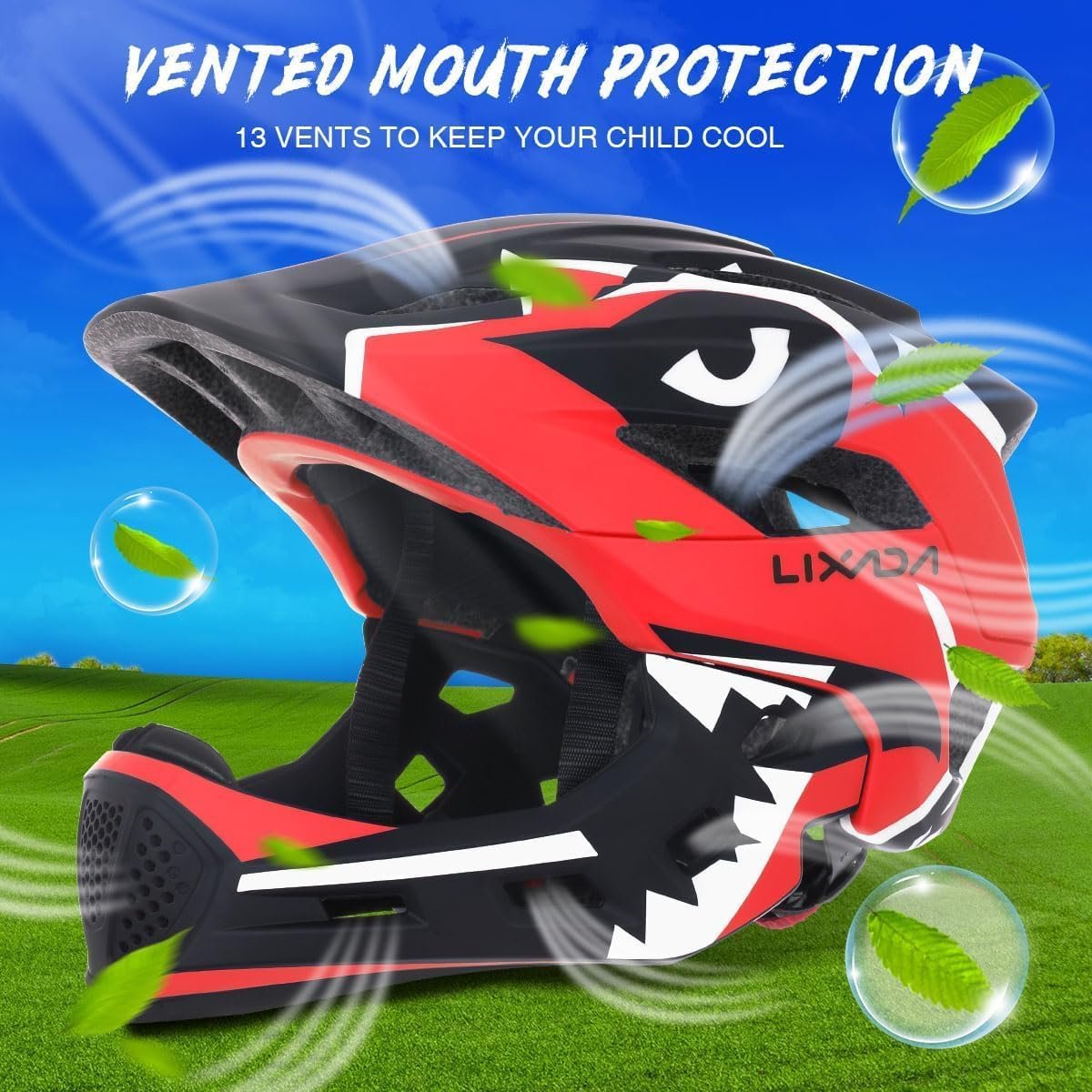 Lixada Kids Full Face Helmet Detachable Full Face Kids Bike Helmet Children Sports Safety Helmet for Cycling Skateboarding Roller Skating - Image 5