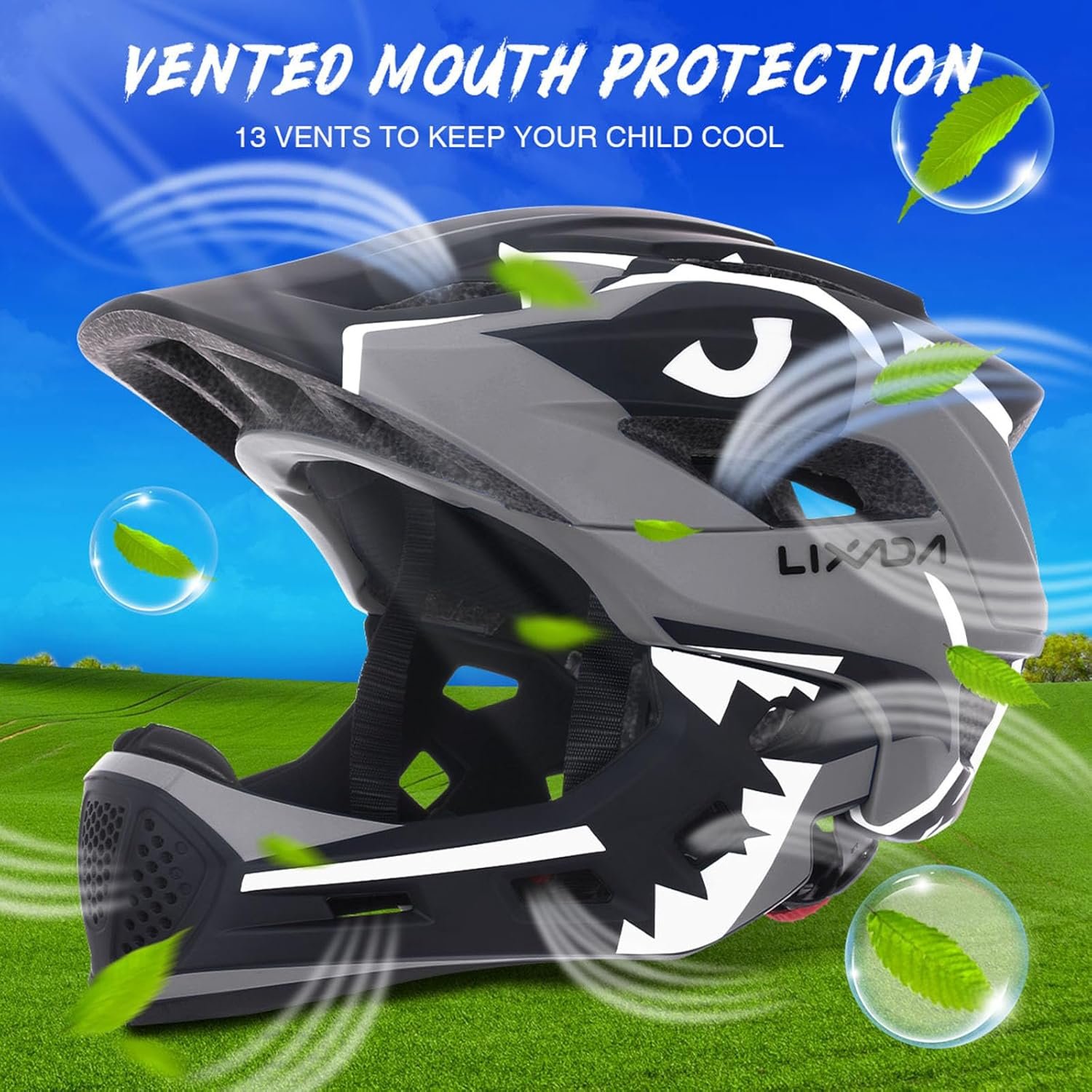 Lixada Kids Full Face Helmet Detachable Full Face Kids Bike Helmet Children Sports Safety Helmet for Cycling Skateboarding Roller Skating - Image 3