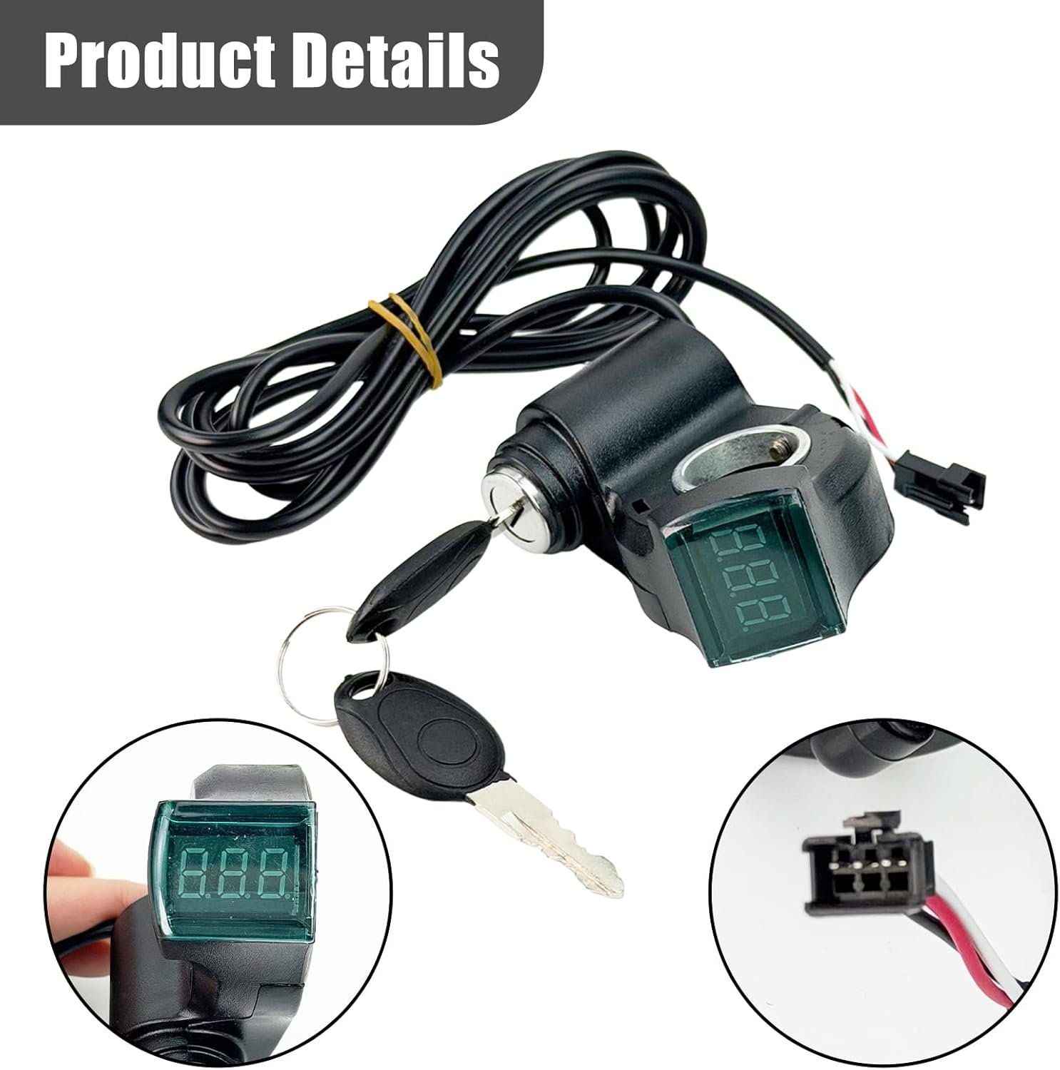 Flylin Electric Bike Thumb Throttle, Scooter Throttle Switch with LCD Display Digital Voltage Display Switch Power with Key Lock for Electric Vehicles - Image 6