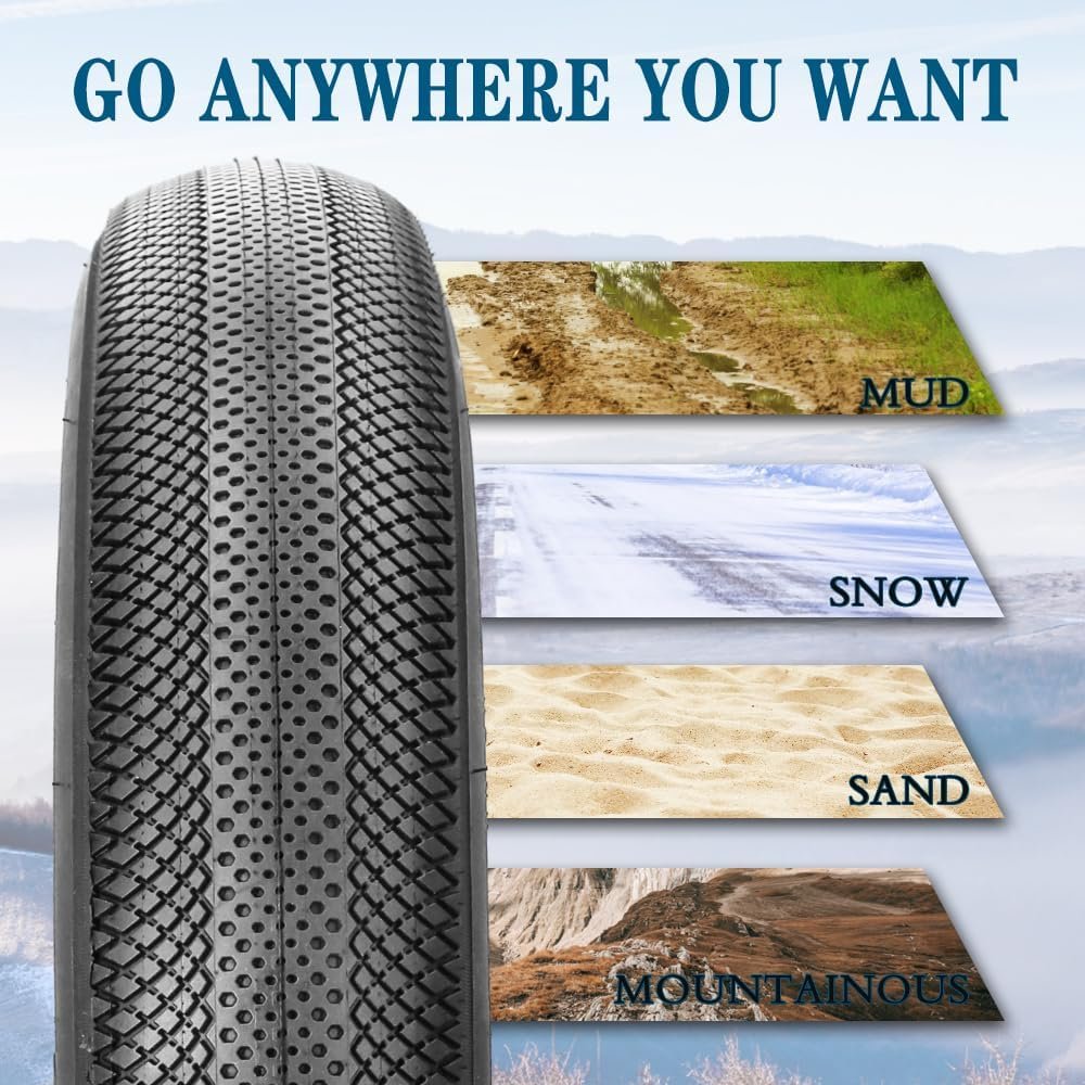 20 Inch Fat Bike Tyre 20 x 4.0 Puncture Resistant E-Bike Tyres for Electric Bike,MTB,Heavy Duty,All Terrein Tyres for Street Trail Riding - Image 5
