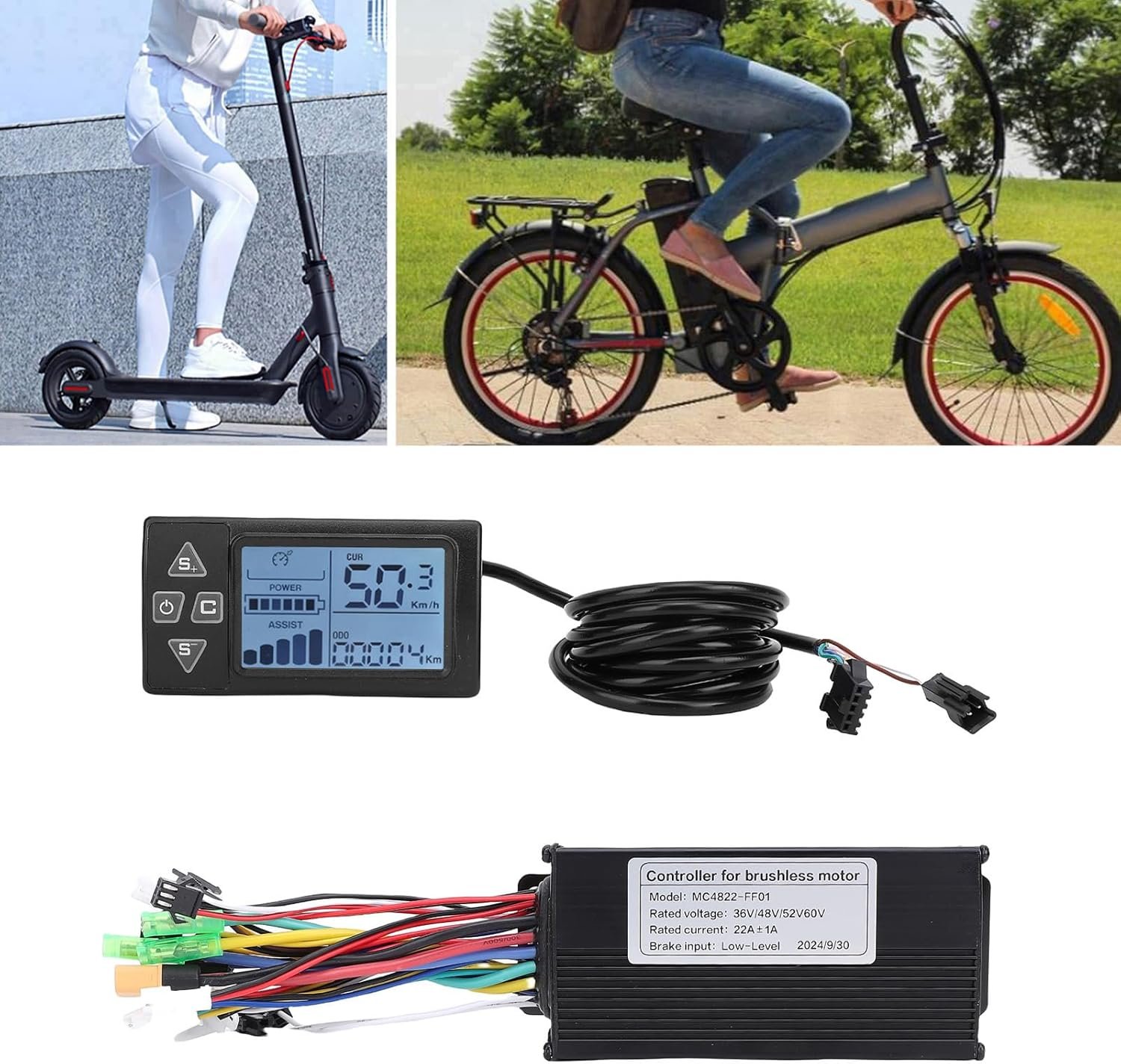 Electric Bike Brushless Motor Controller Kit, 36V 48V 500W 750W 22A 3 Mode Sine Wave Controller S861 LCD Display Panel Kit - Image 2