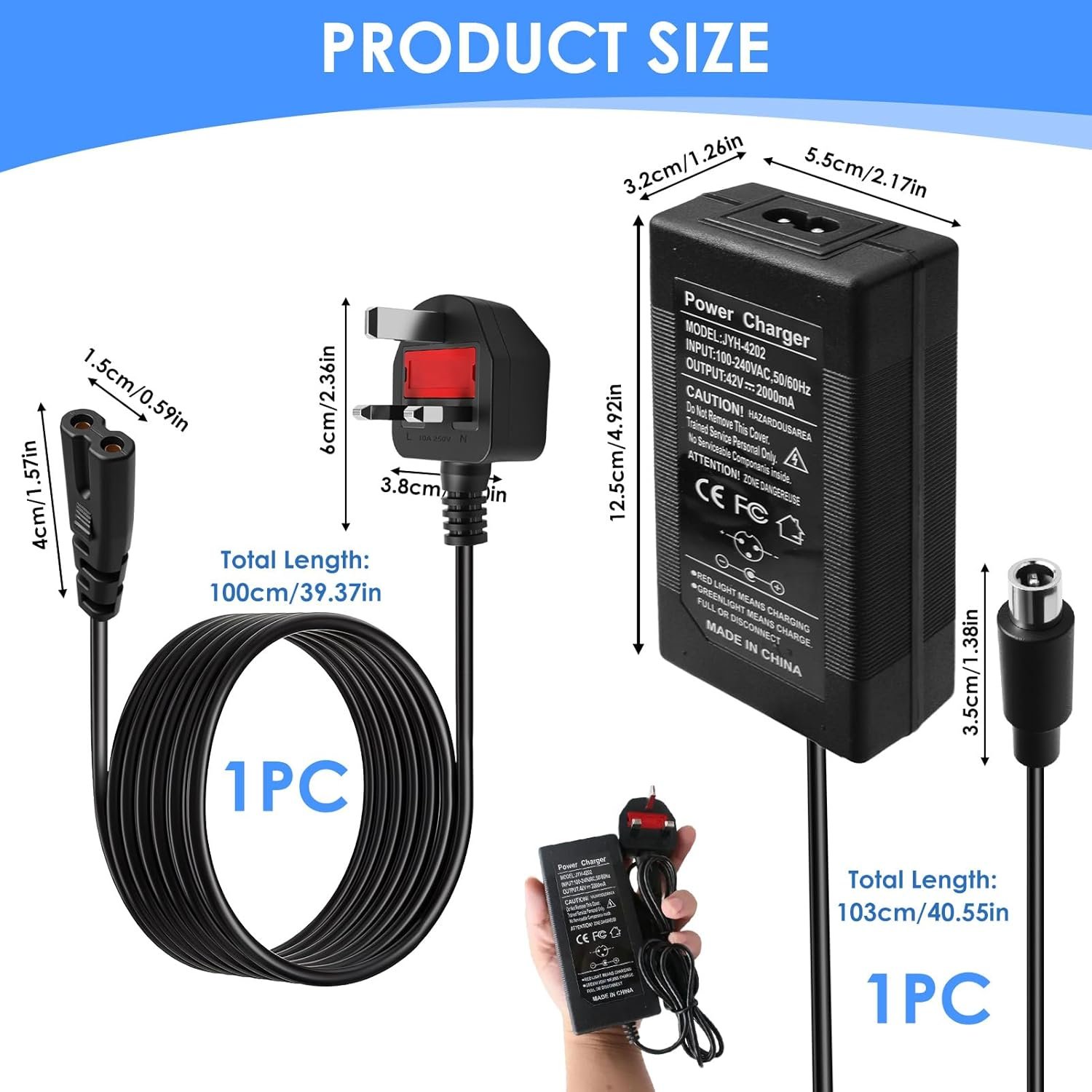 42V 2A Electric Scooter Charger Electric Bike Hoverboard Mobility Scooter Lithium Battery Charger 1 Pin DC 8mm for Xiaomi M365 Pro Pro 2 Mi 3 1s Pure Segway Ninebot G30 ES1 ES2 ES3 ES4 E45E E22E E25E - Image 2