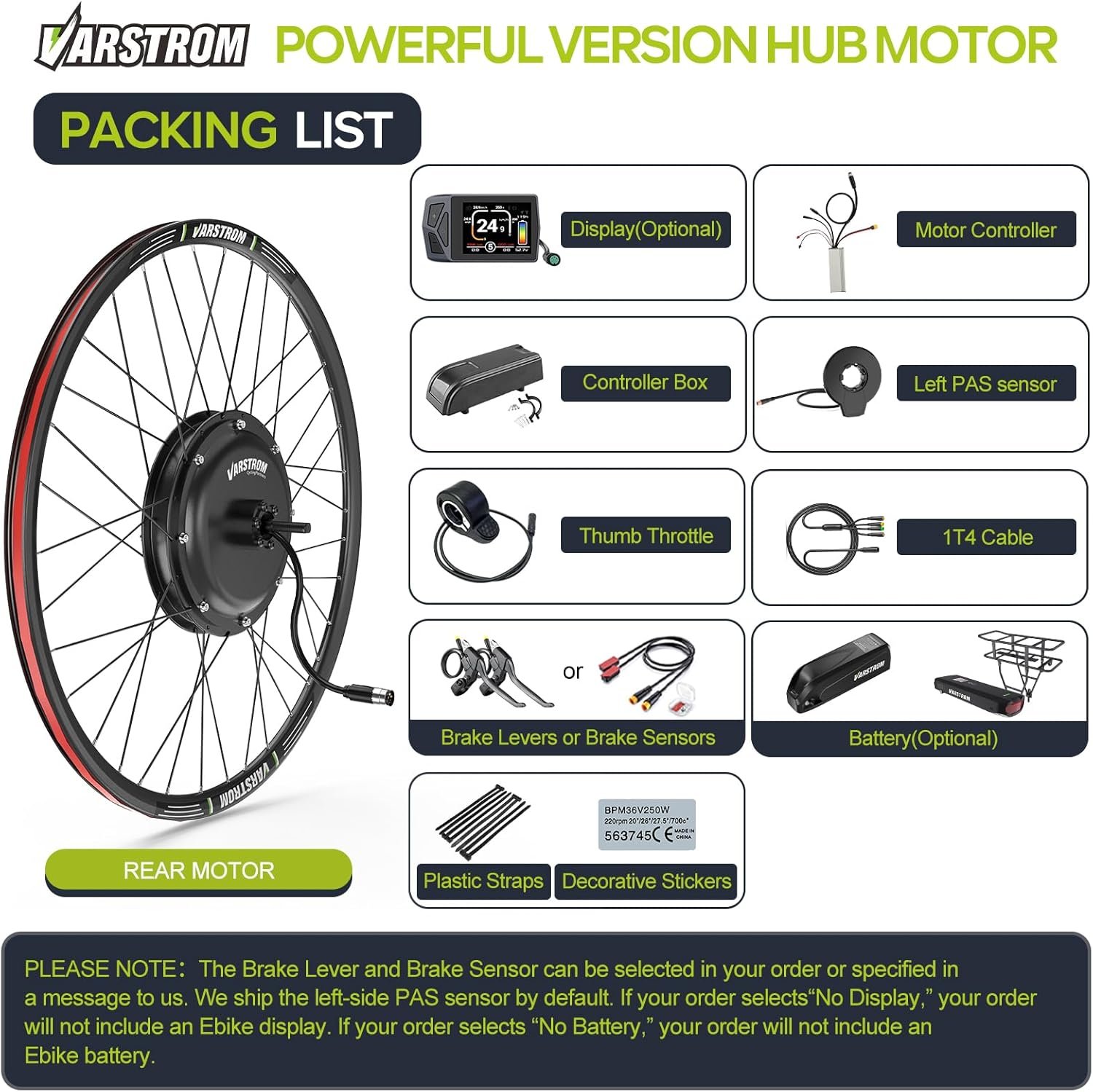 48V15OO JYLT Sport Version Ebike Conversion Kit, 26" 27.5" 28" 29" 700C Rear Wheel Hub Motor Electric Bike Conversion Kit with Controller & Optional Display, For Cassette Disc Brake MTB - Image 9