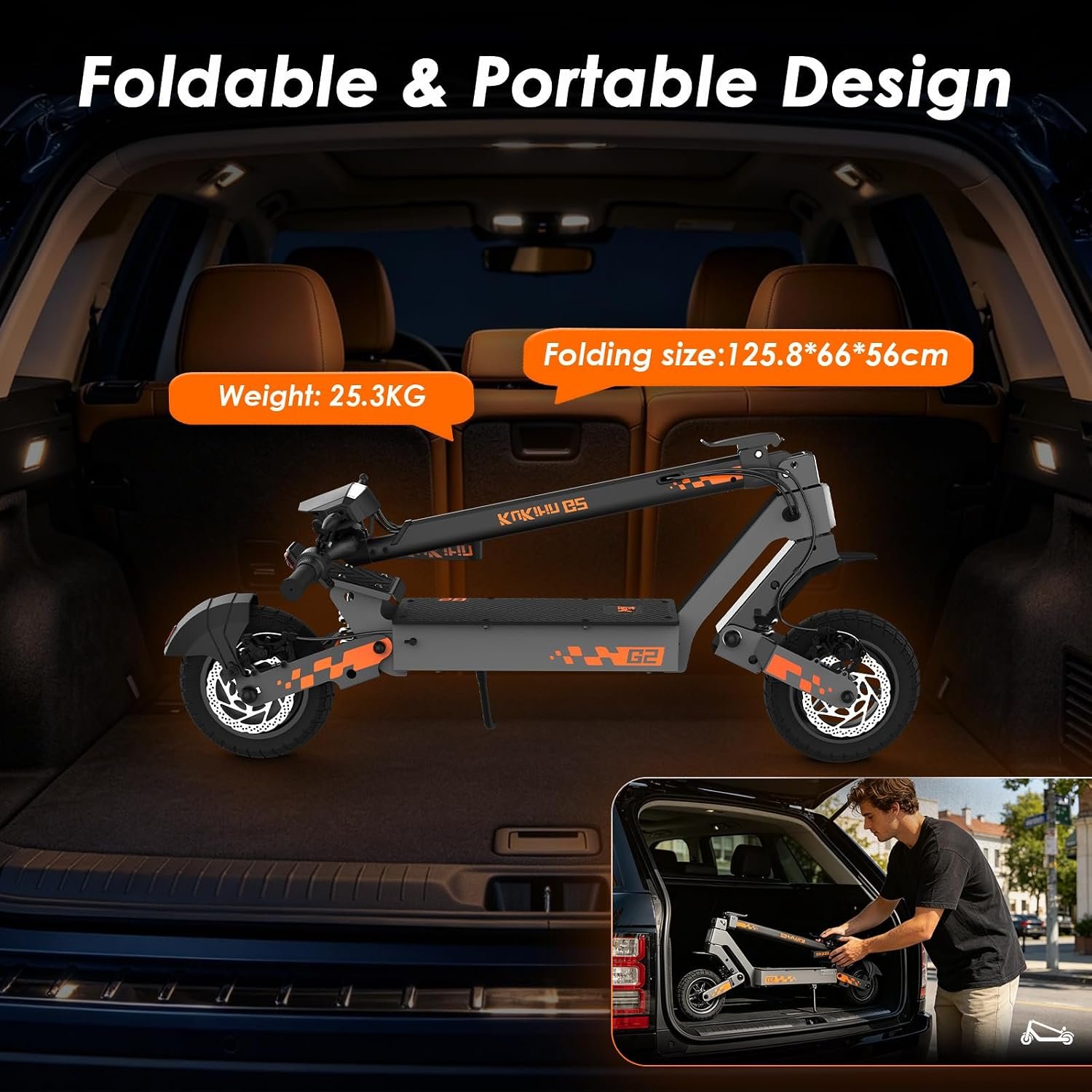 KuKirin G2 Electric Scooter for Adults, 10-Inch Off-Road Vacuum Tyres, Dual Spring Suspension, 55km Long Range, Folding Scooter with Dual Brakes & Touch Display - Image 8