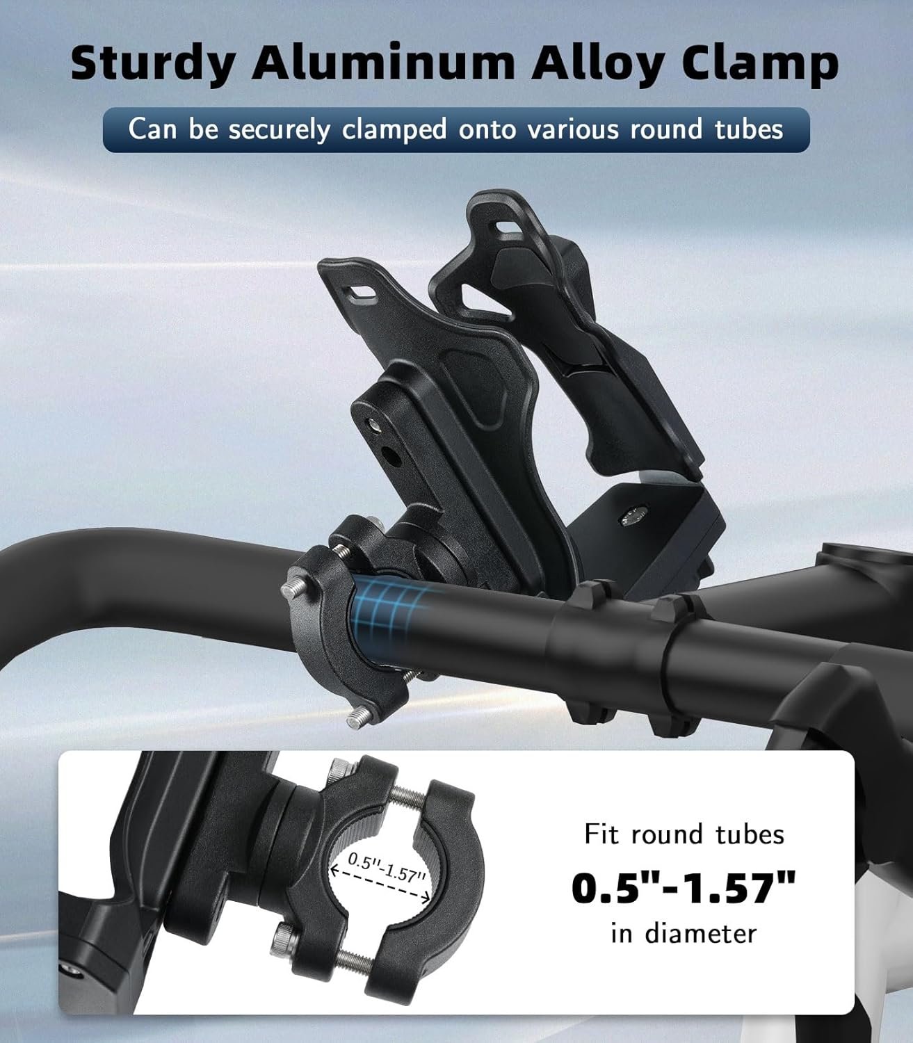 MoKo Bike Water Bottle Holder, Adjustable Bike Bottle Cage for 1.9-3.6" Diameter Bottle, for Handlebar & Frame,Durable Motorcycle Cup Holder with Screw Tool,for Bicycle/Stroller/Scooter/Wheelchair/ATV - Image 5