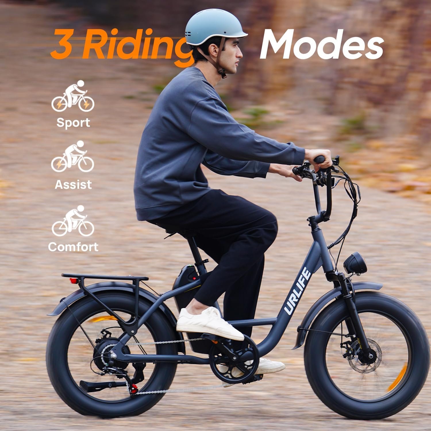 URLIFE 20" Electric Bike for Adults, Fat Tire Mountain Bike with Colorful LCD Display, Removable Battery, 7-Speed Derailleur Ebike Commute MTB - Image 6
