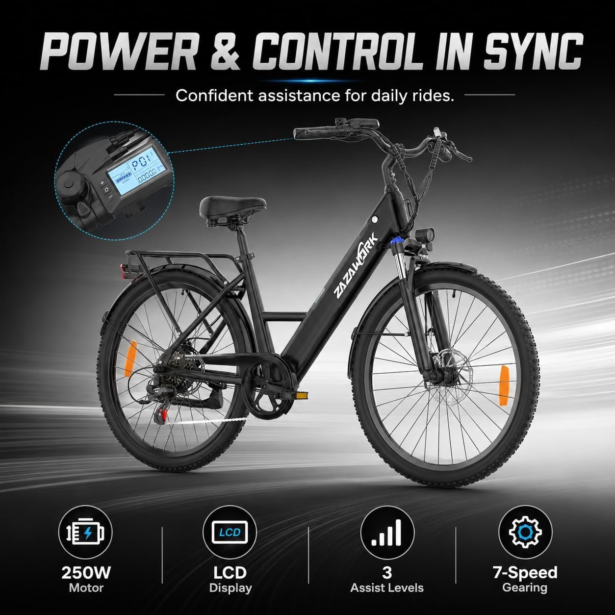 Electric Bike For Adults 36v17.5ah Removable Battery 250w Motor Ebike Lockable Spring Suspension Mechanical Disc Brakes E Bikes For Men 7-Speed Electric Bikes 26-Inch Tires - Image 6
